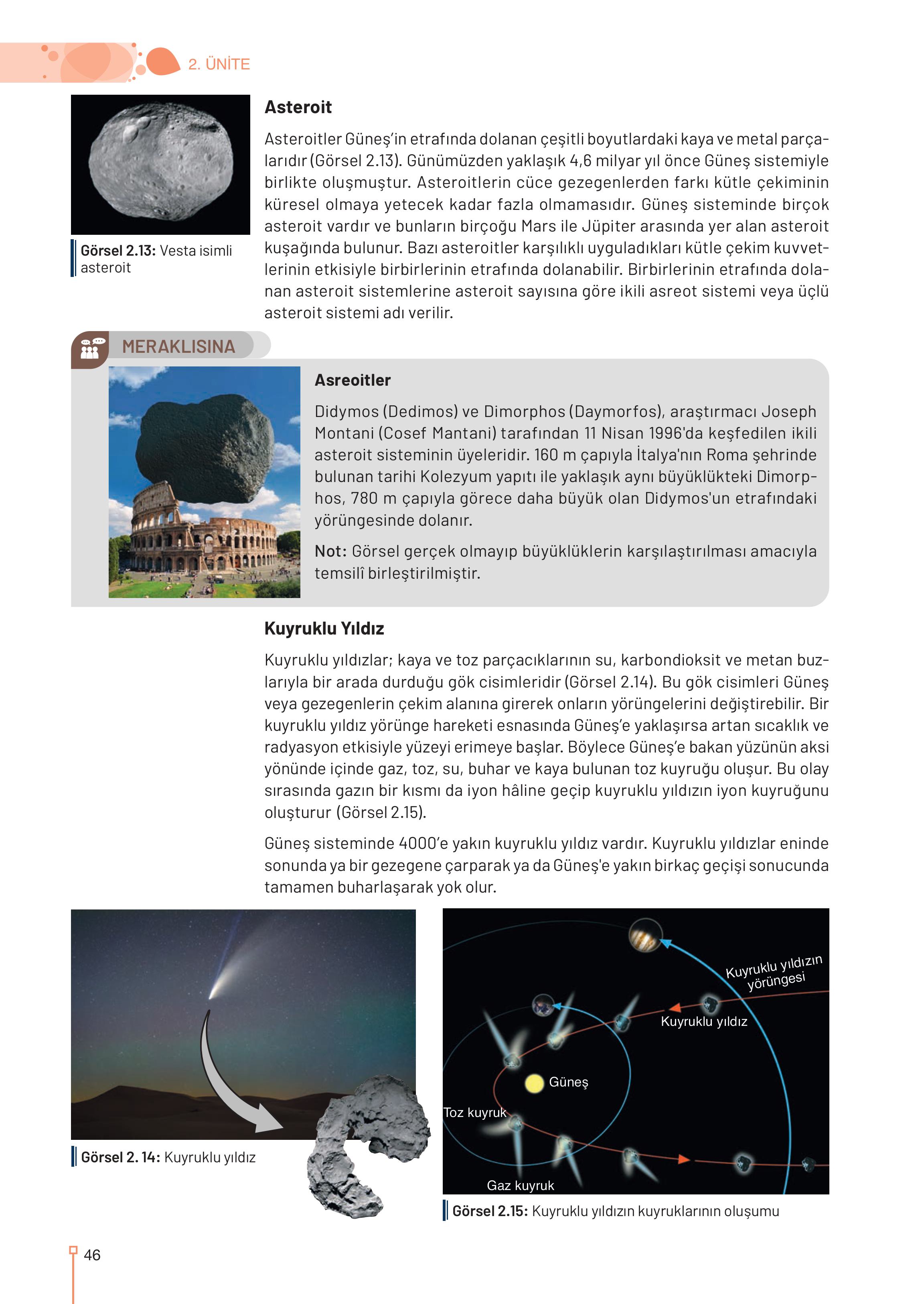9. Sınıf Meb Yayınları Astronomi Ve Uzay Bilimleri Ders Kitabı Sayfa 46 Cevapları