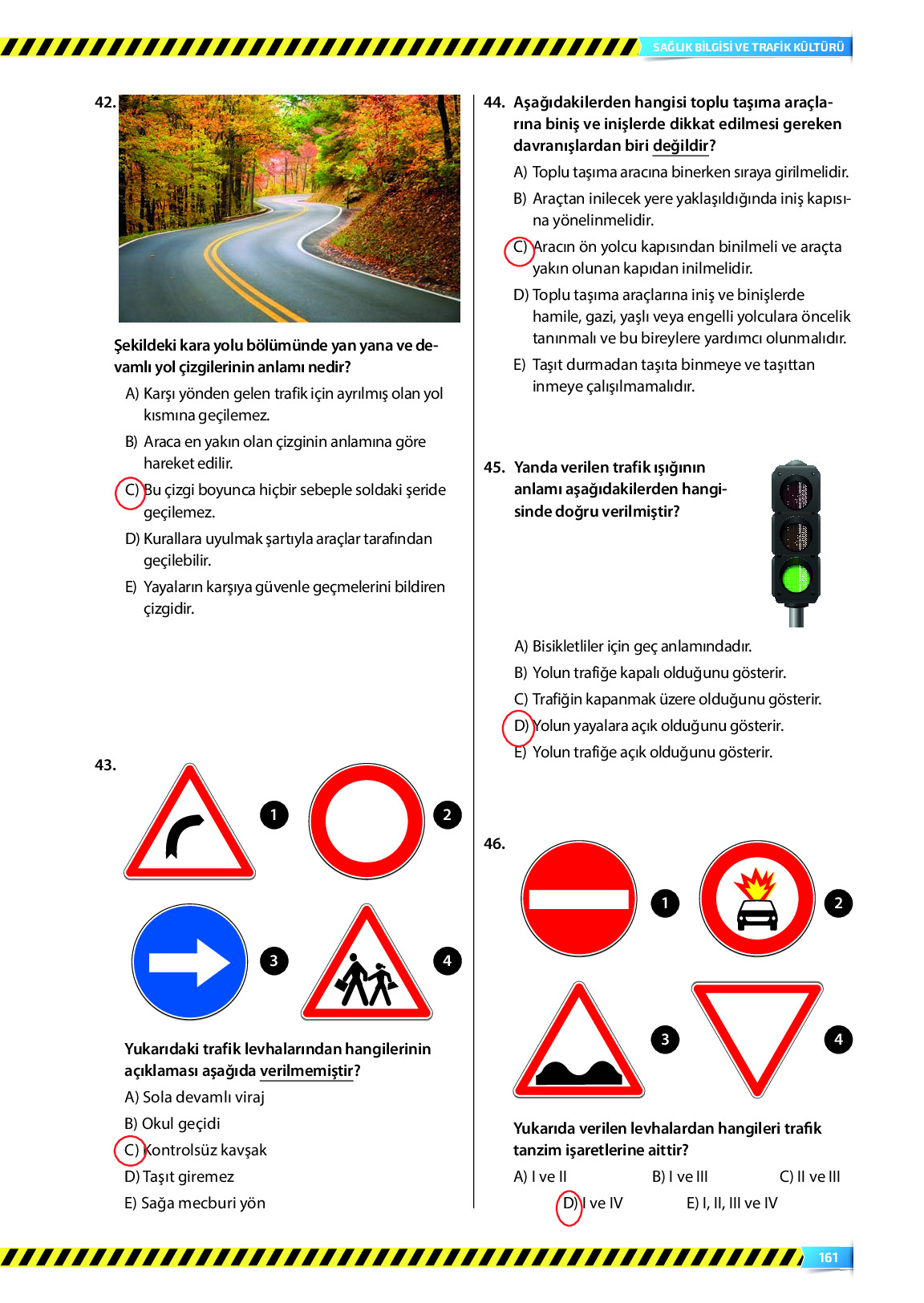 9. Sınıf Meb Yayınları Sağlık Bilgisi Ve Trafik Kültürü Ders Kitabı Sayfa 161 Cevapları