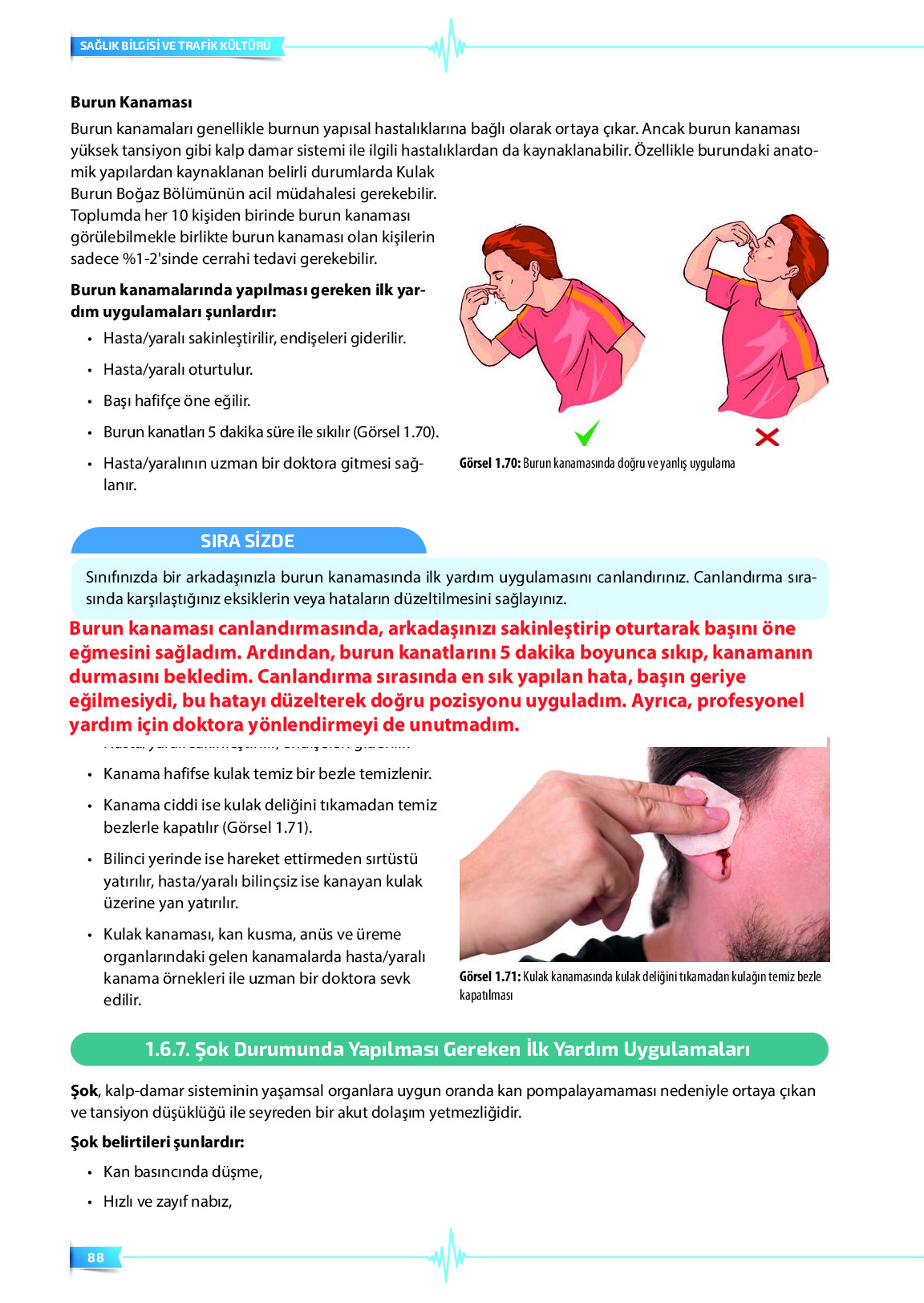 9. Sınıf Meb Yayınları Sağlık Bilgisi Ve Trafik Kültürü Ders Kitabı Sayfa 88 Cevapları