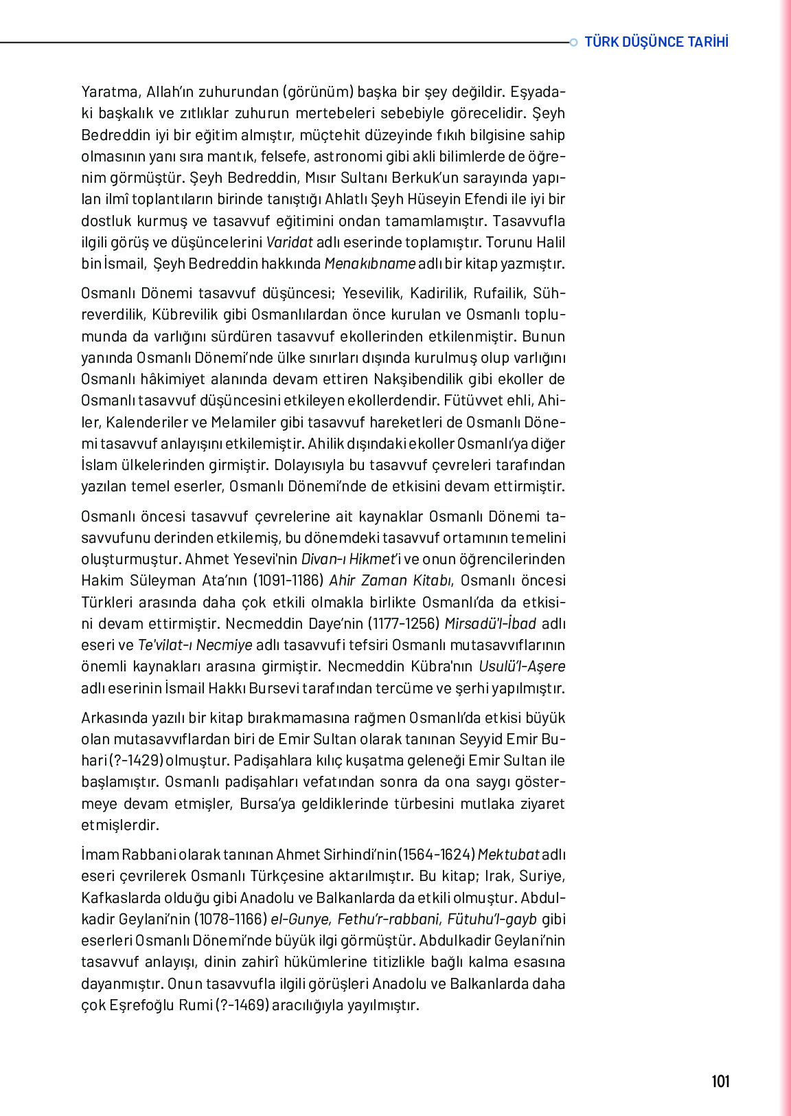 10. Sınıf Meb Yayınları Türk Düşünce Tarihi Ders Kitabı Sayfa 101 Cevapları