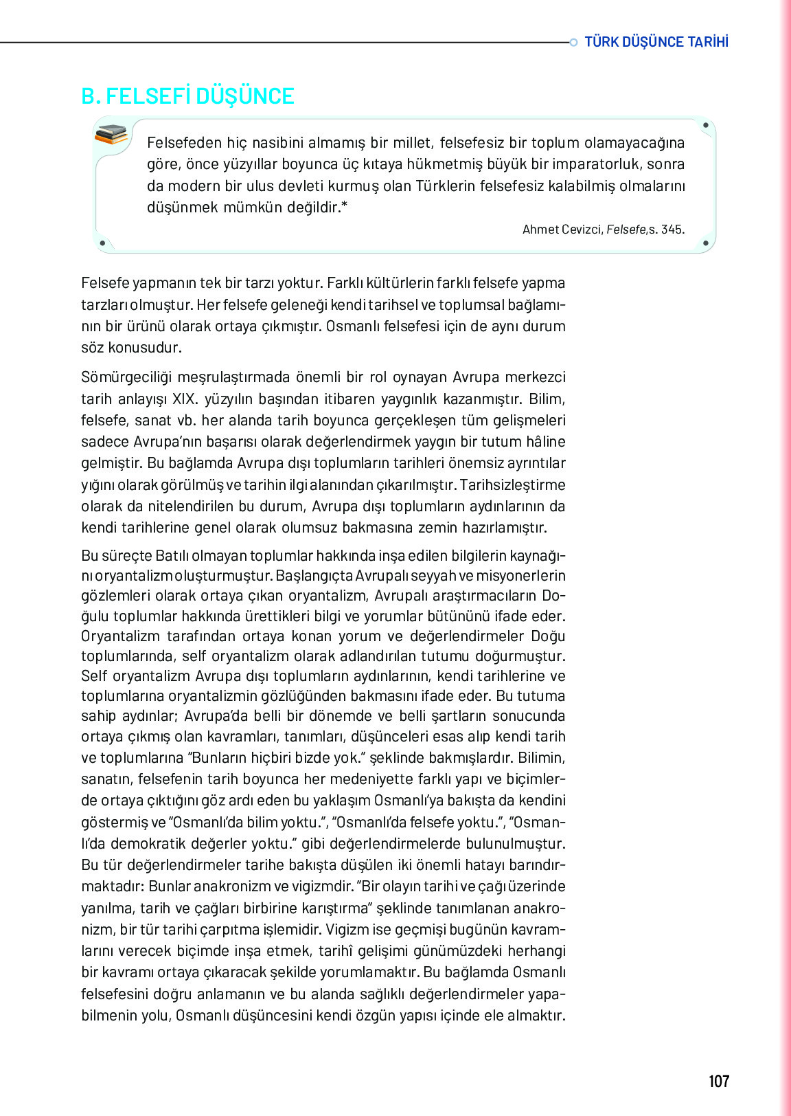 10. Sınıf Meb Yayınları Türk Düşünce Tarihi Ders Kitabı Sayfa 107 Cevapları