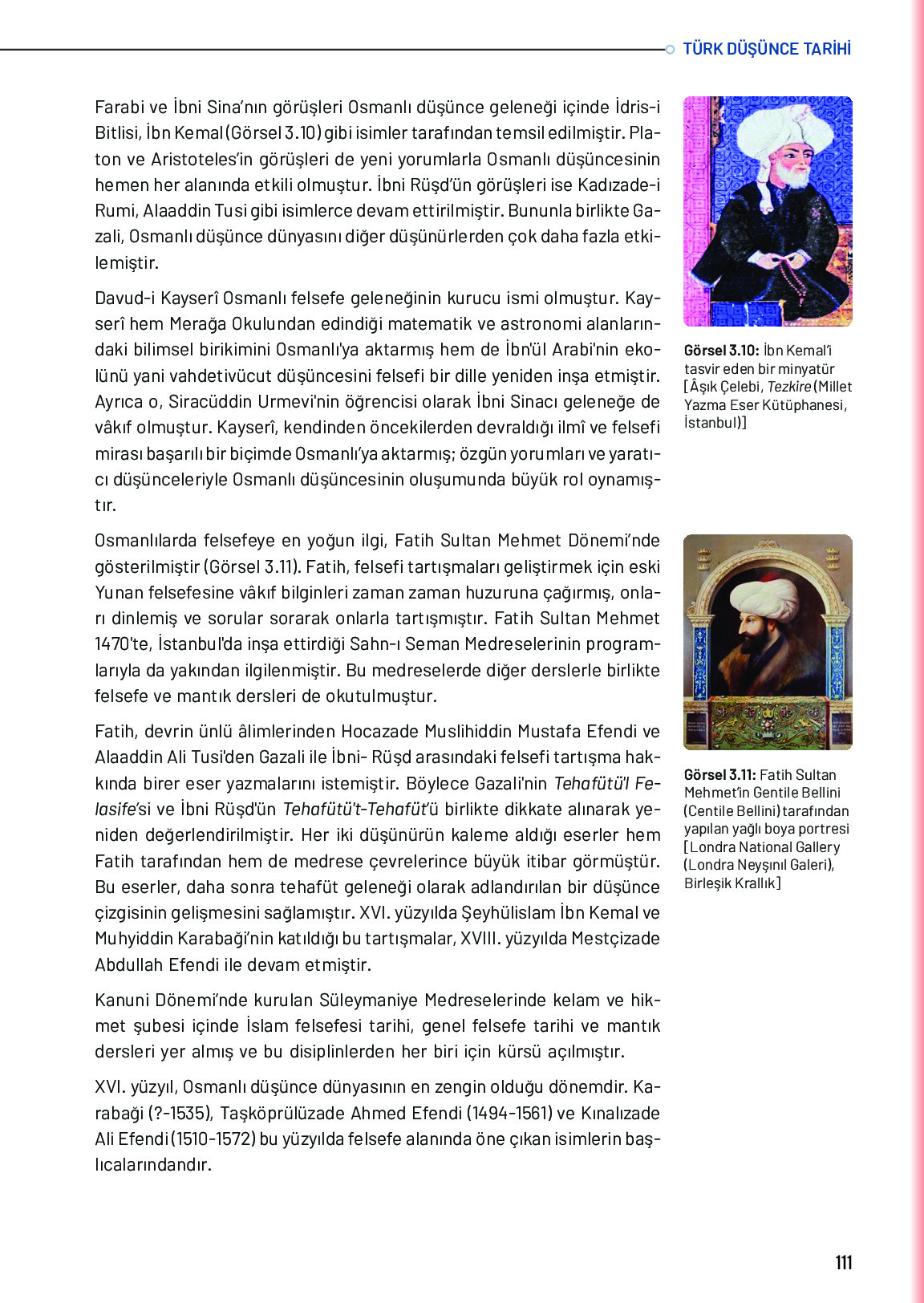 10. Sınıf Meb Yayınları Türk Düşünce Tarihi Ders Kitabı Sayfa 111 Cevapları