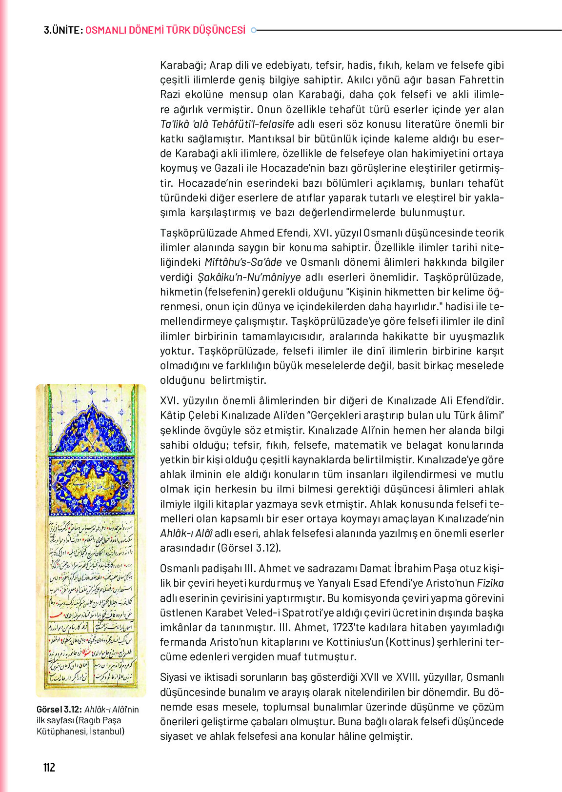 10. Sınıf Meb Yayınları Türk Düşünce Tarihi Ders Kitabı Sayfa 112 Cevapları