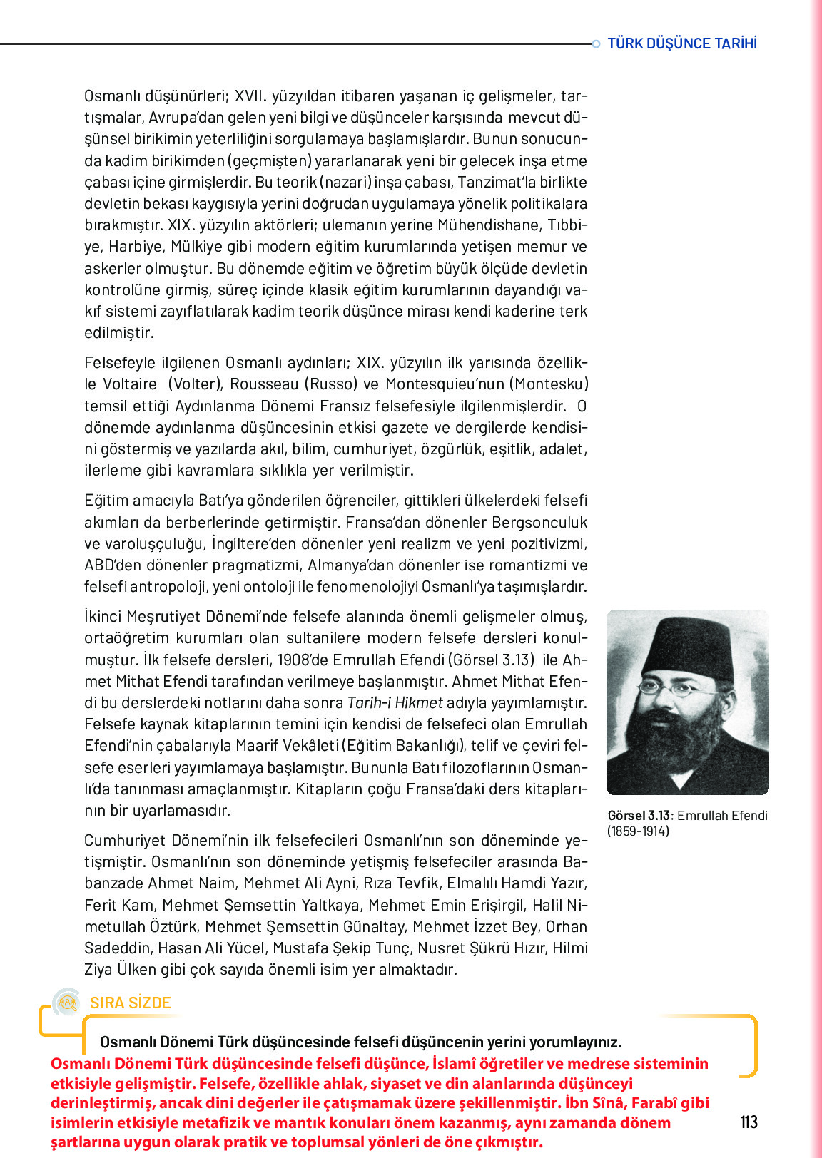 10. Sınıf Meb Yayınları Türk Düşünce Tarihi Ders Kitabı Sayfa 113 Cevapları