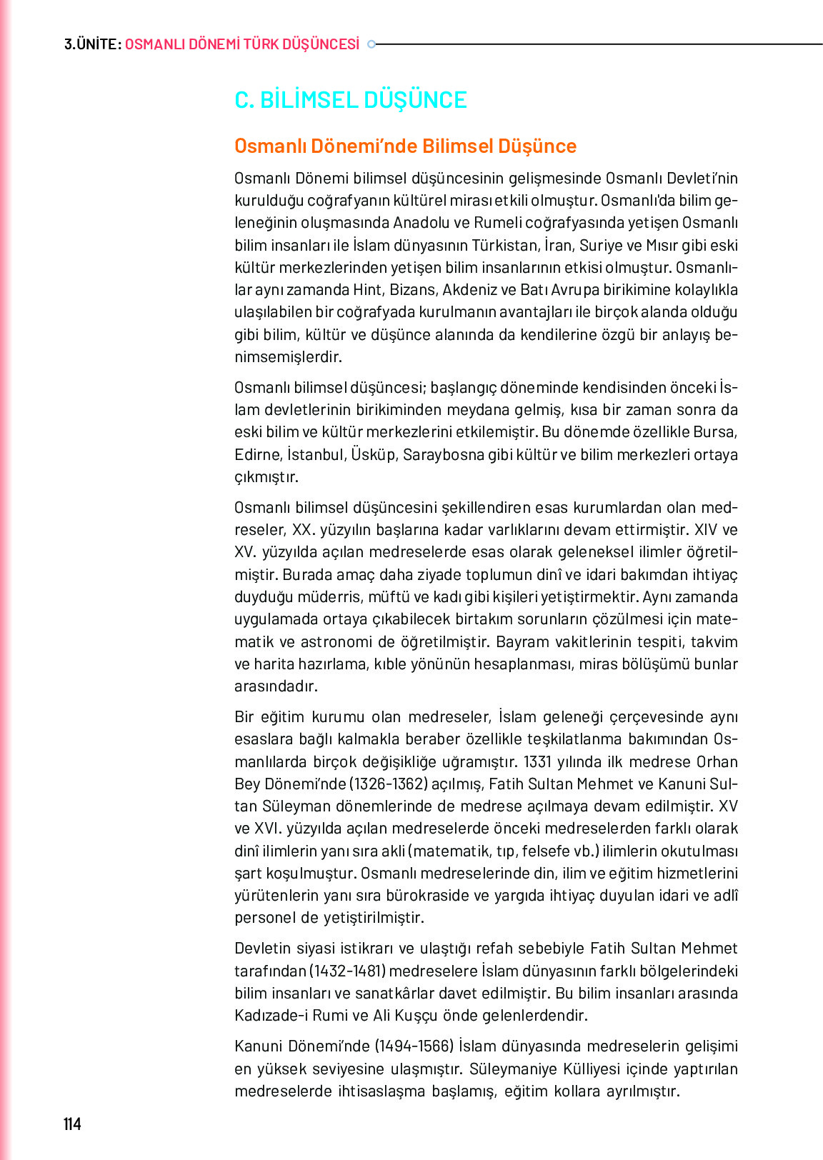 10. Sınıf Meb Yayınları Türk Düşünce Tarihi Ders Kitabı Sayfa 114 Cevapları