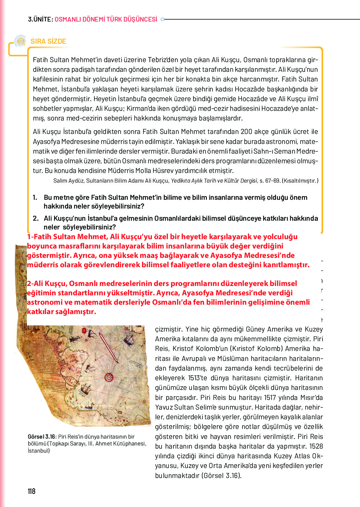 10. Sınıf Meb Yayınları Türk Düşünce Tarihi Ders Kitabı Sayfa 118 Cevapları