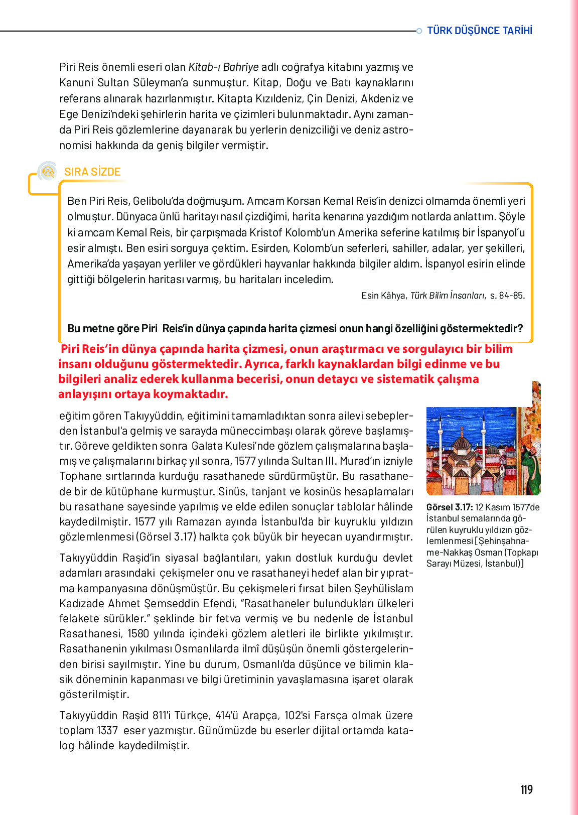 10. Sınıf Meb Yayınları Türk Düşünce Tarihi Ders Kitabı Sayfa 119 Cevapları