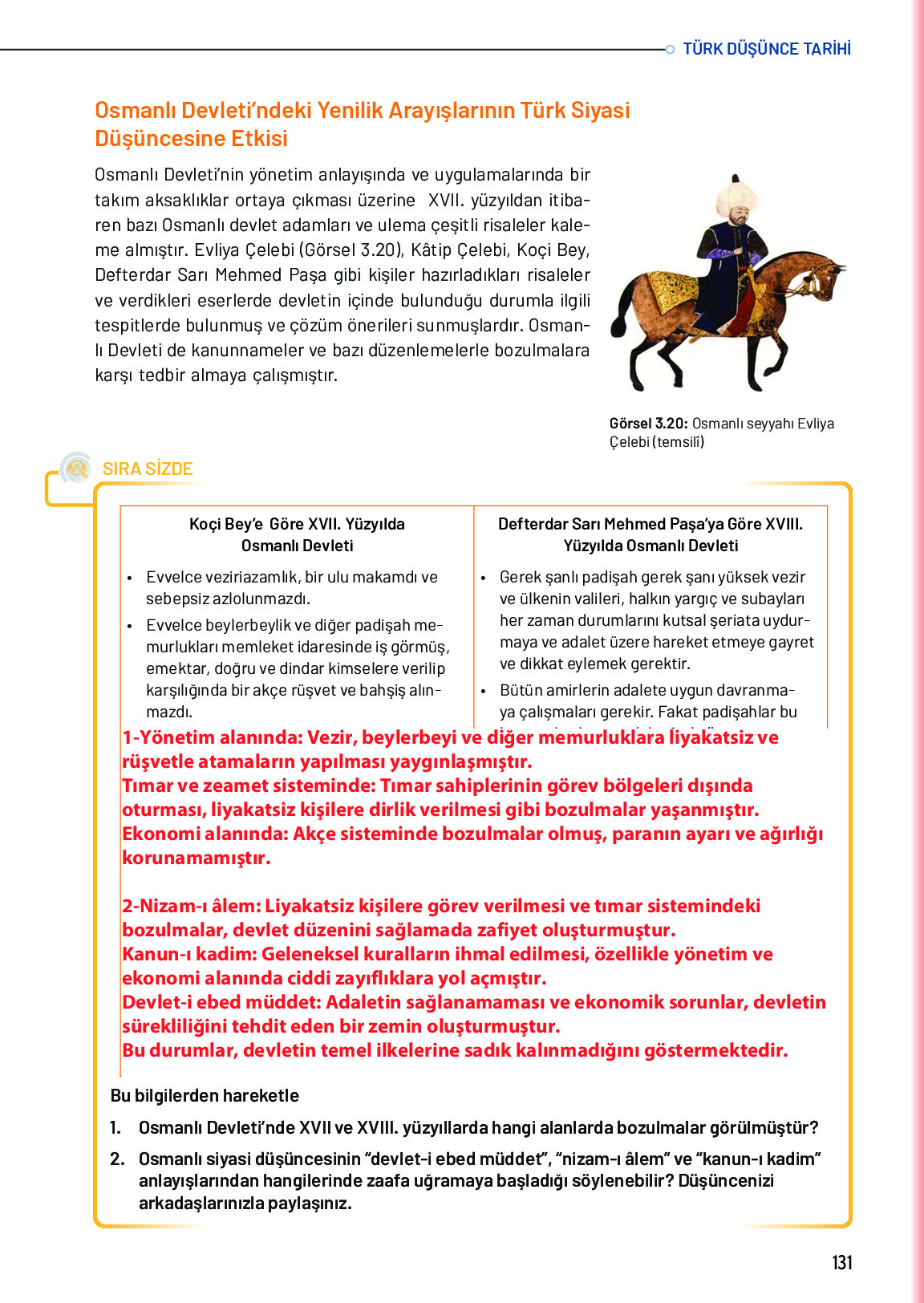 10. Sınıf Meb Yayınları Türk Düşünce Tarihi Ders Kitabı Sayfa 131 Cevapları