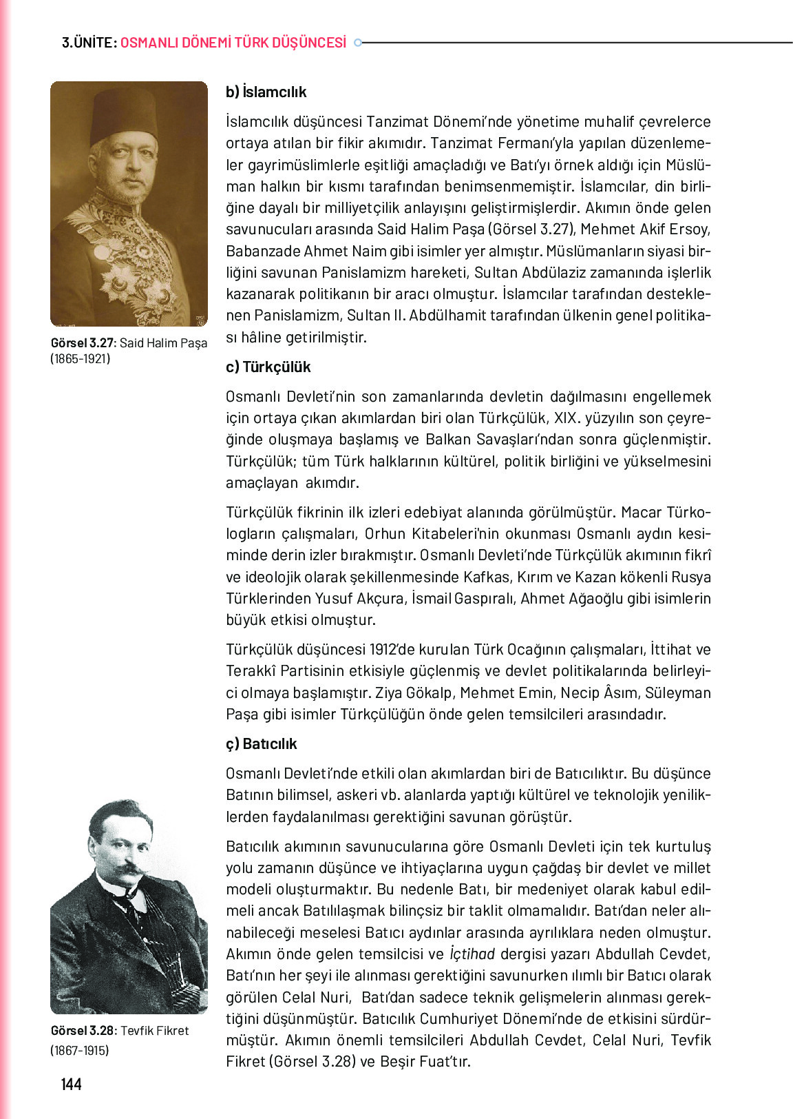 10. Sınıf Meb Yayınları Türk Düşünce Tarihi Ders Kitabı Sayfa 144 Cevapları