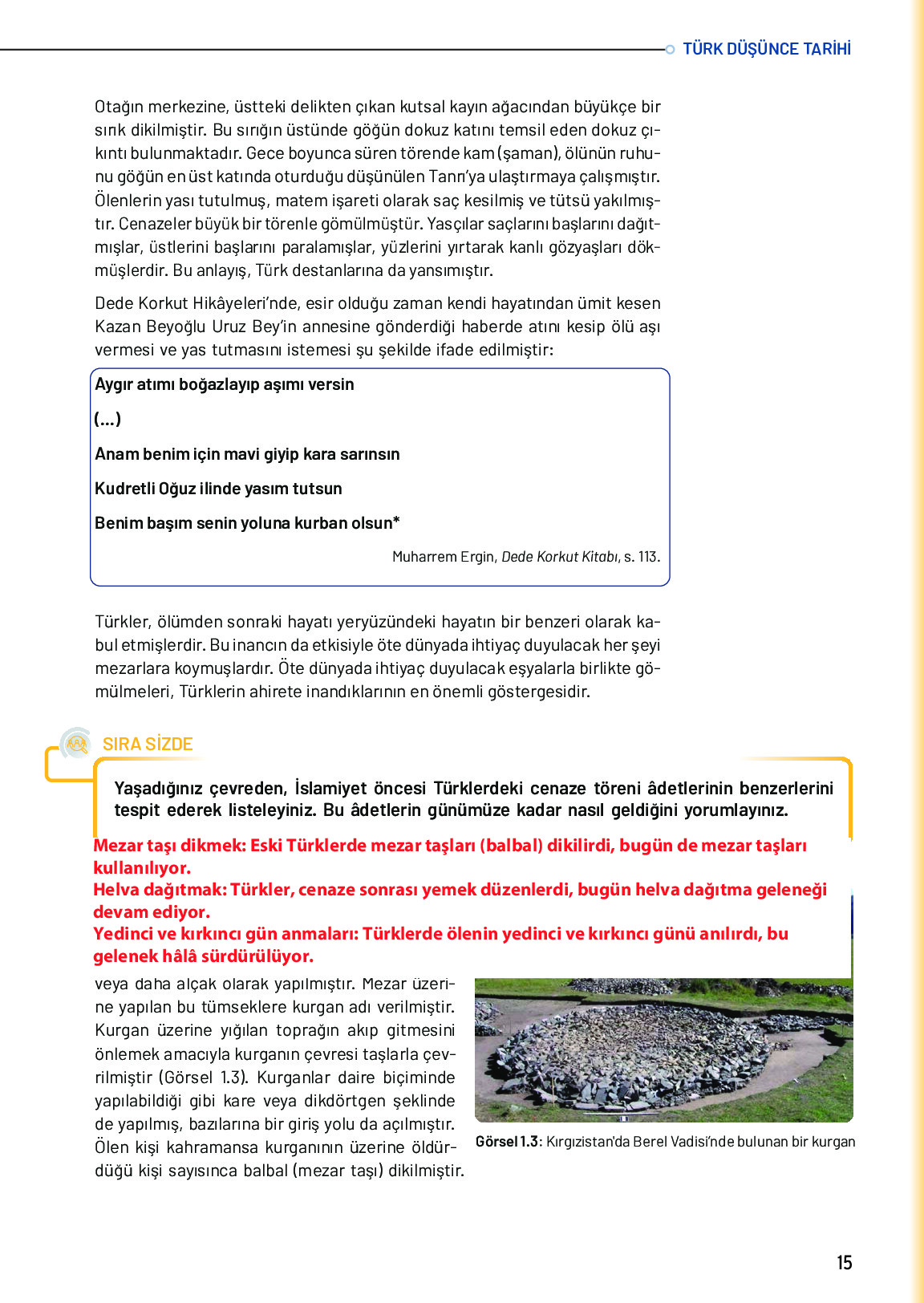 10. Sınıf Meb Yayınları Türk Düşünce Tarihi Ders Kitabı Sayfa 15 Cevapları