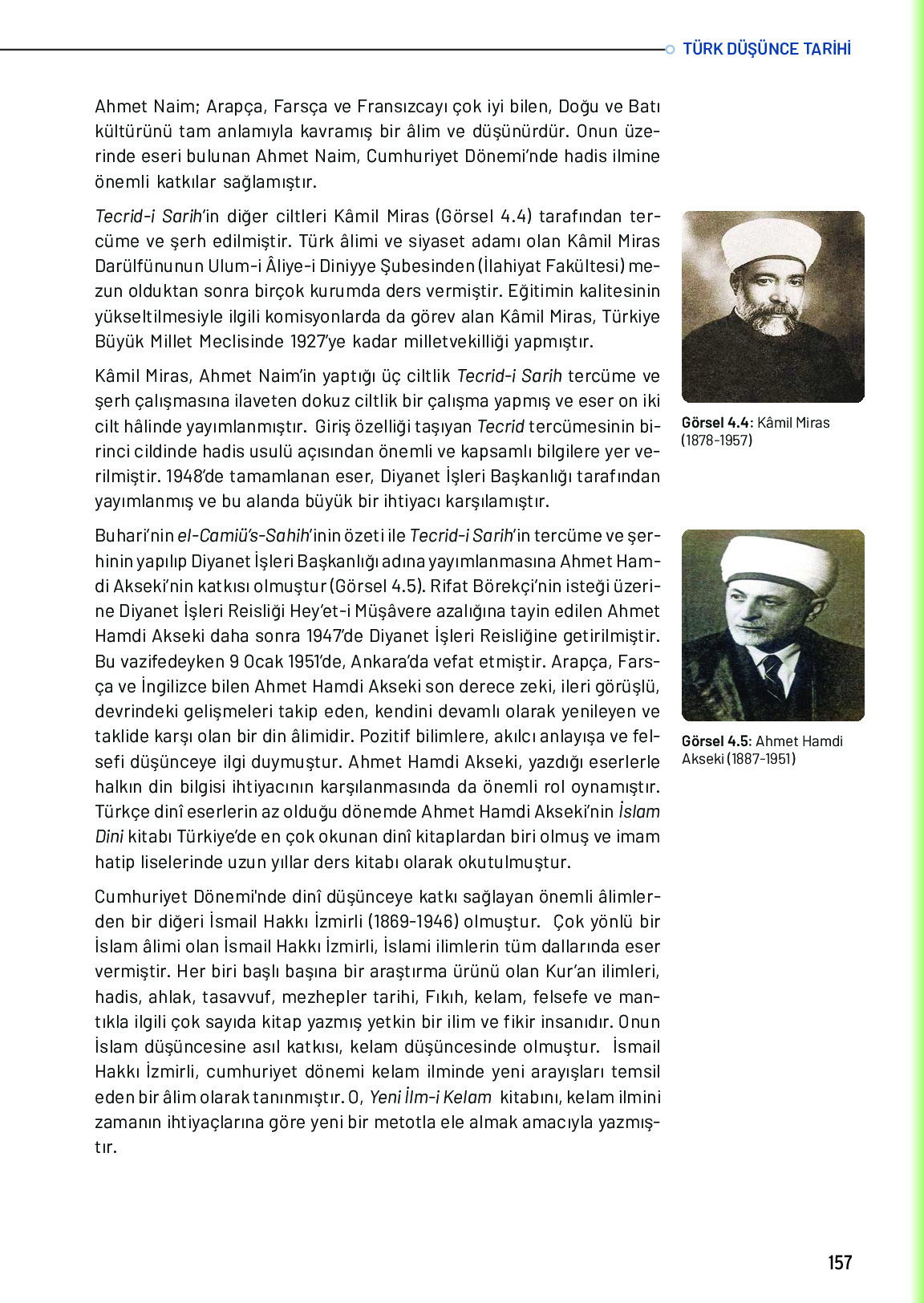 10. Sınıf Meb Yayınları Türk Düşünce Tarihi Ders Kitabı Sayfa 157 Cevapları