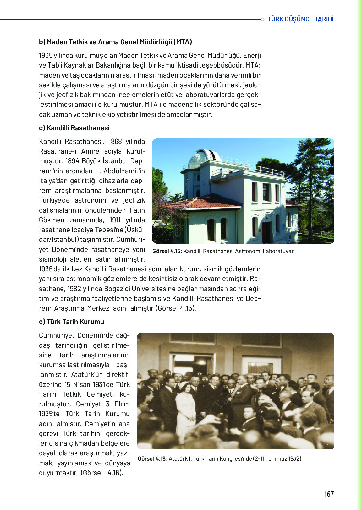 10. Sınıf Meb Yayınları Türk Düşünce Tarihi Ders Kitabı Sayfa 167 Cevapları