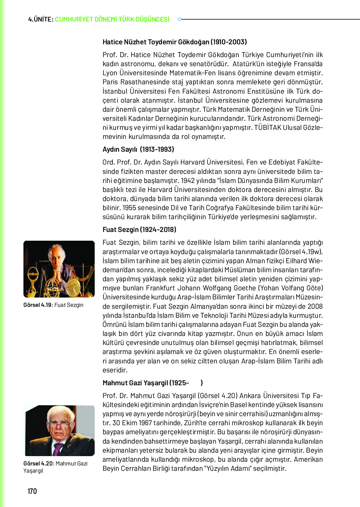 10. Sınıf Meb Yayınları Türk Düşünce Tarihi Ders Kitabı Sayfa 170 Cevapları