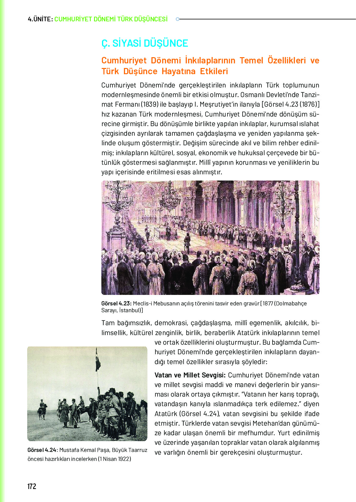 10. Sınıf Meb Yayınları Türk Düşünce Tarihi Ders Kitabı Sayfa 172 Cevapları