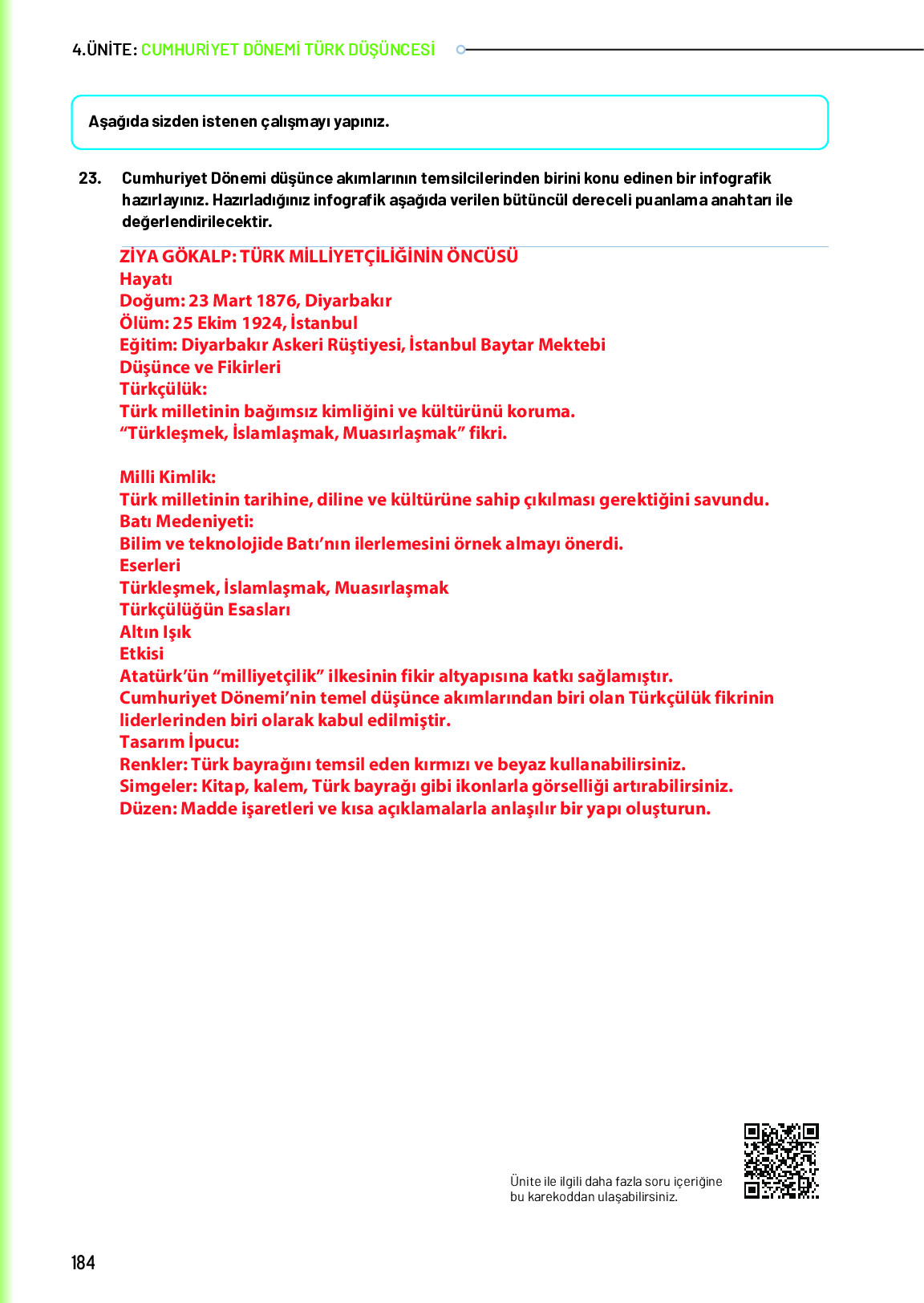 10. Sınıf Meb Yayınları Türk Düşünce Tarihi Ders Kitabı Sayfa 184 Cevapları