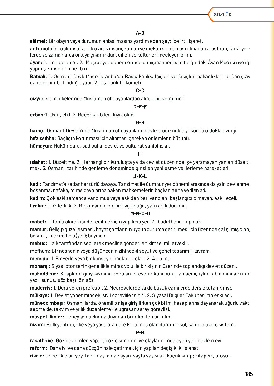 10. Sınıf Meb Yayınları Türk Düşünce Tarihi Ders Kitabı Sayfa 185 Cevapları