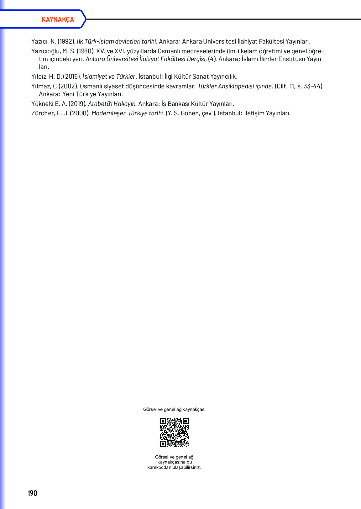 10. Sınıf Meb Yayınları Türk Düşünce Tarihi Ders Kitabı Sayfa 190 Cevapları