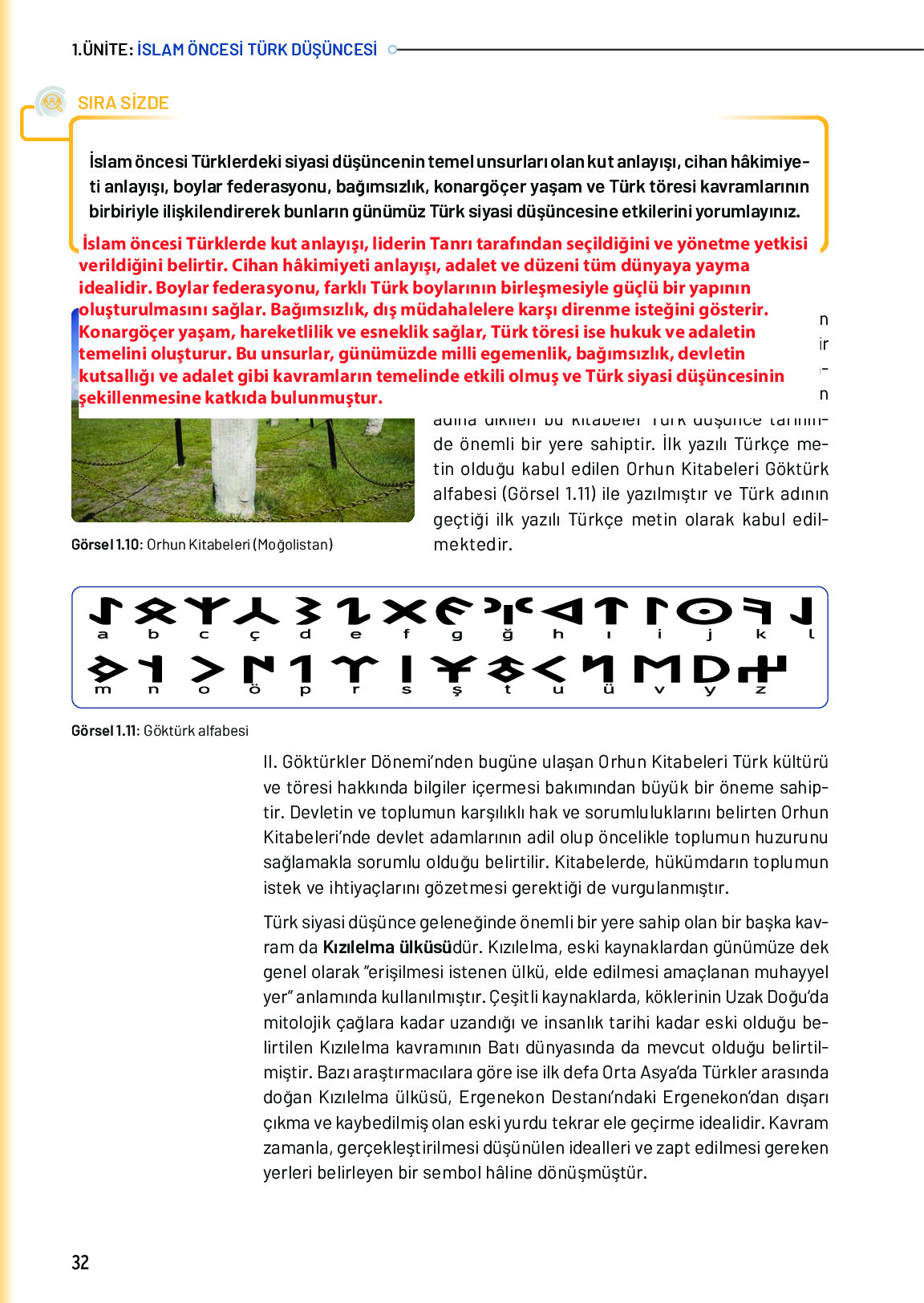 10. Sınıf Meb Yayınları Türk Düşünce Tarihi Ders Kitabı Sayfa 32 Cevapları