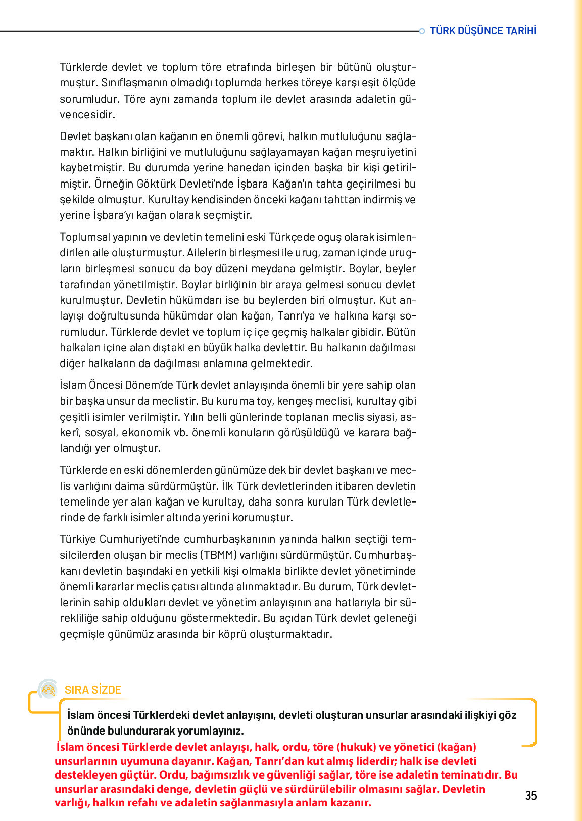 10. Sınıf Meb Yayınları Türk Düşünce Tarihi Ders Kitabı Sayfa 35 Cevapları