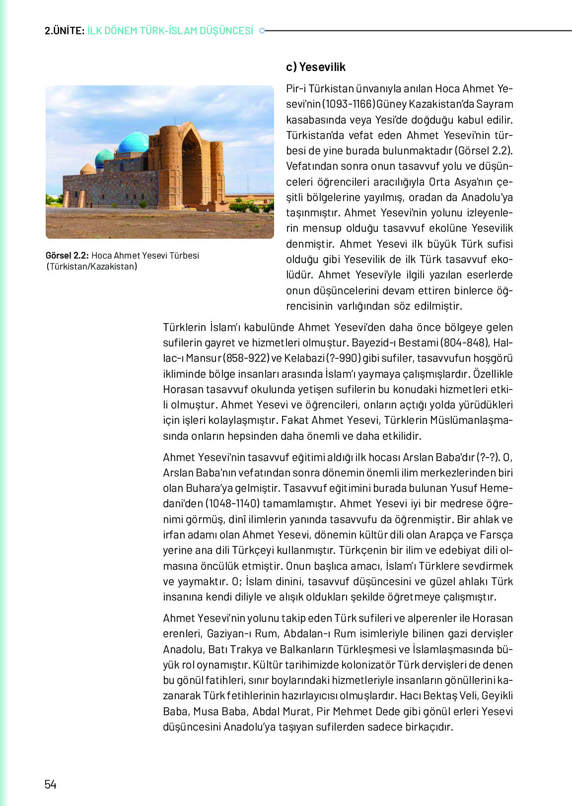 10. Sınıf Meb Yayınları Türk Düşünce Tarihi Ders Kitabı Sayfa 54 Cevapları