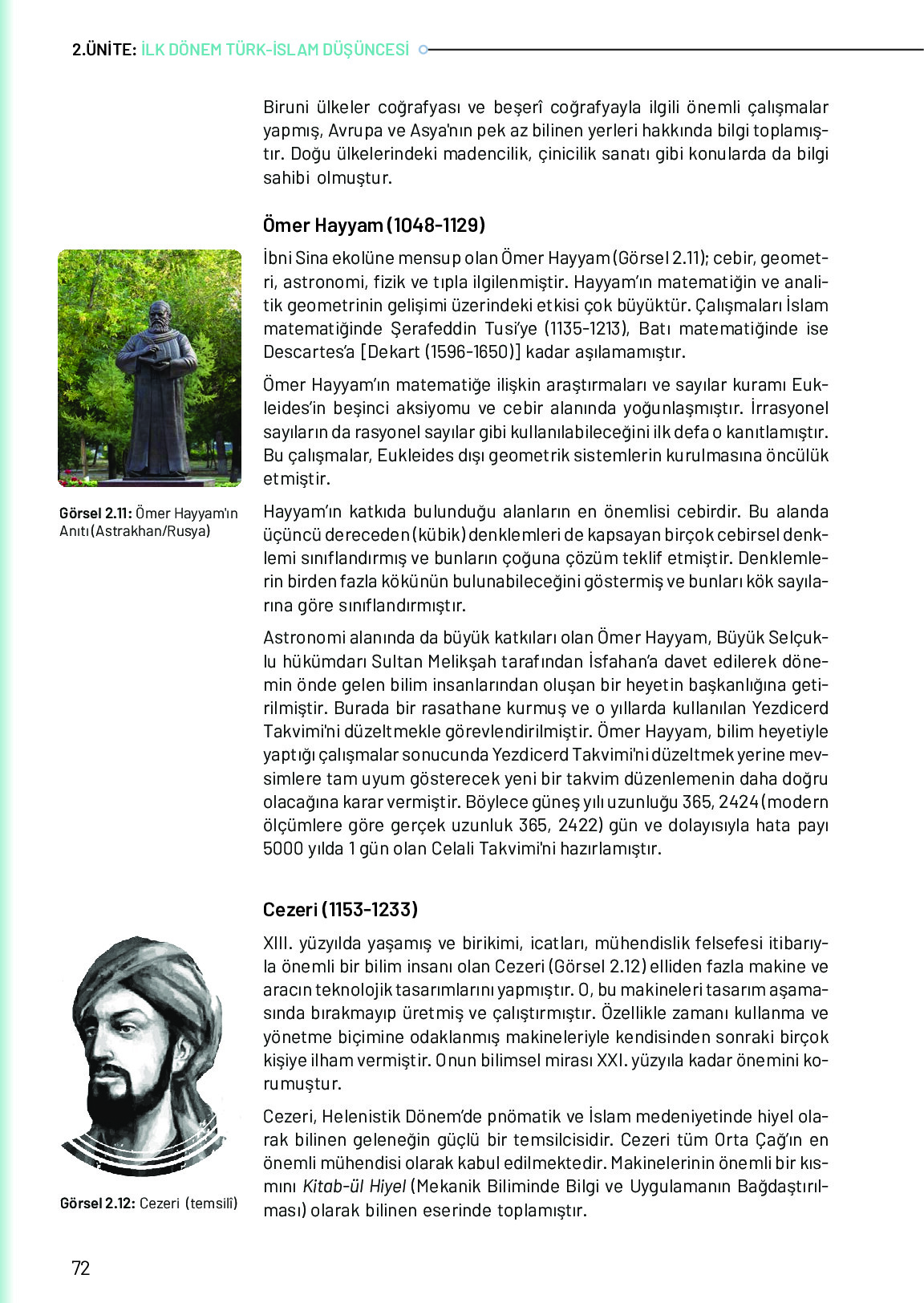 10. Sınıf Meb Yayınları Türk Düşünce Tarihi Ders Kitabı Sayfa 72 Cevapları