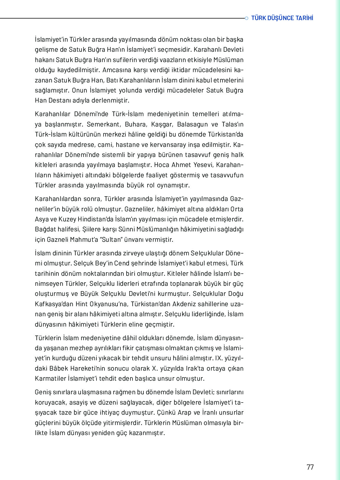 10. Sınıf Meb Yayınları Türk Düşünce Tarihi Ders Kitabı Sayfa 77 Cevapları