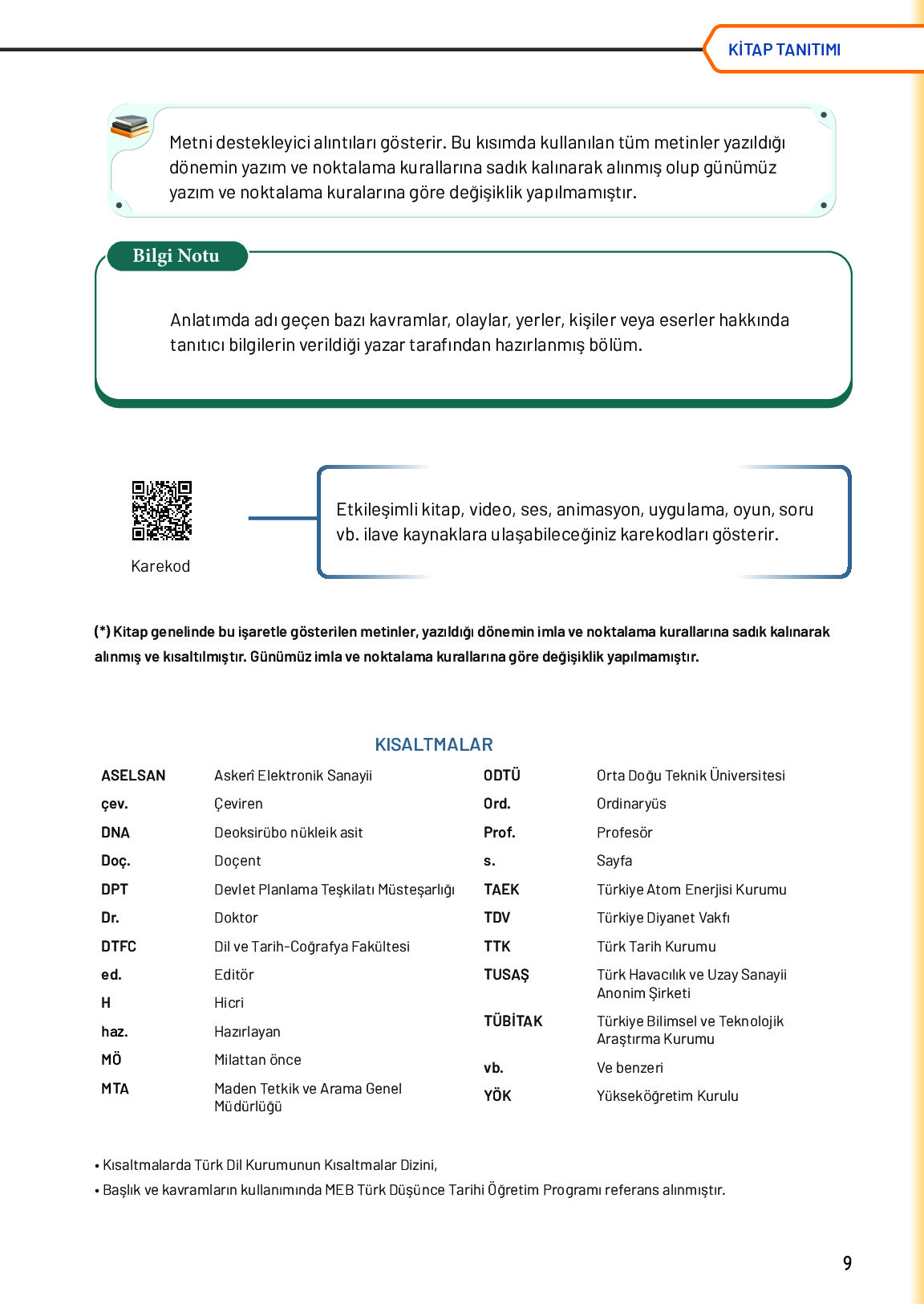 10. Sınıf Meb Yayınları Türk Düşünce Tarihi Ders Kitabı Sayfa 9 Cevapları