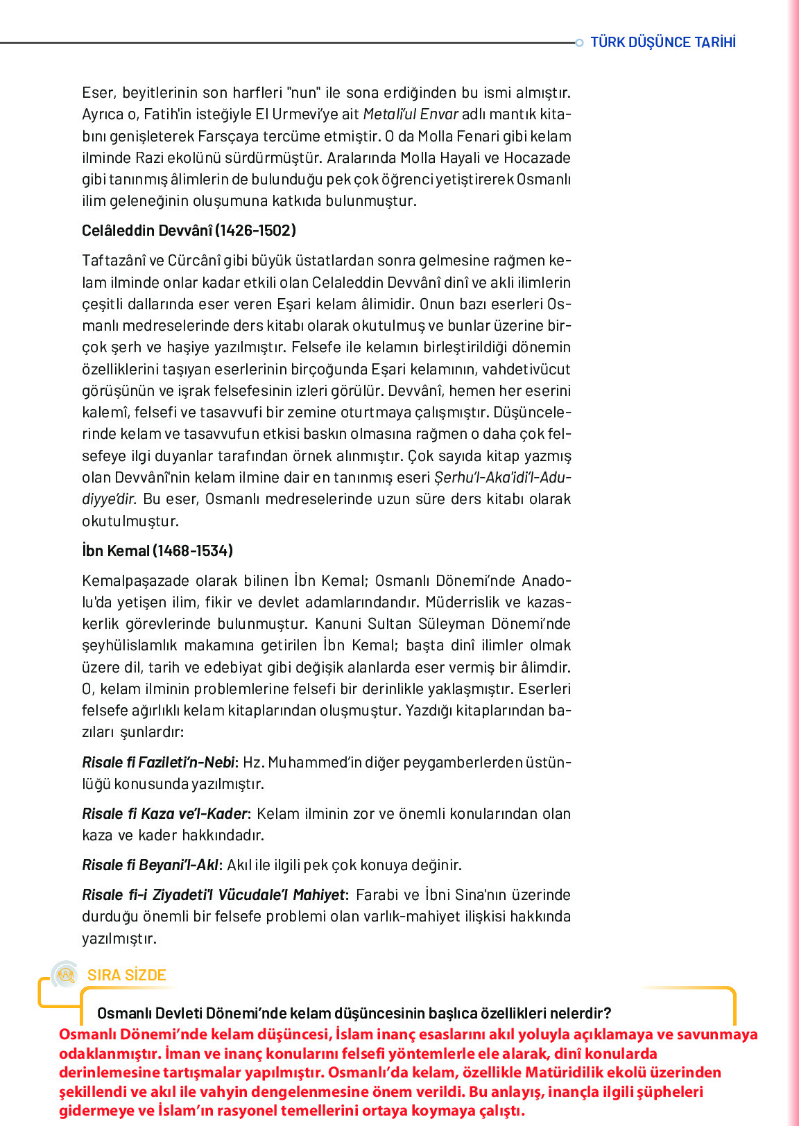 10. Sınıf Meb Yayınları Türk Düşünce Tarihi Ders Kitabı Sayfa 97 Cevapları