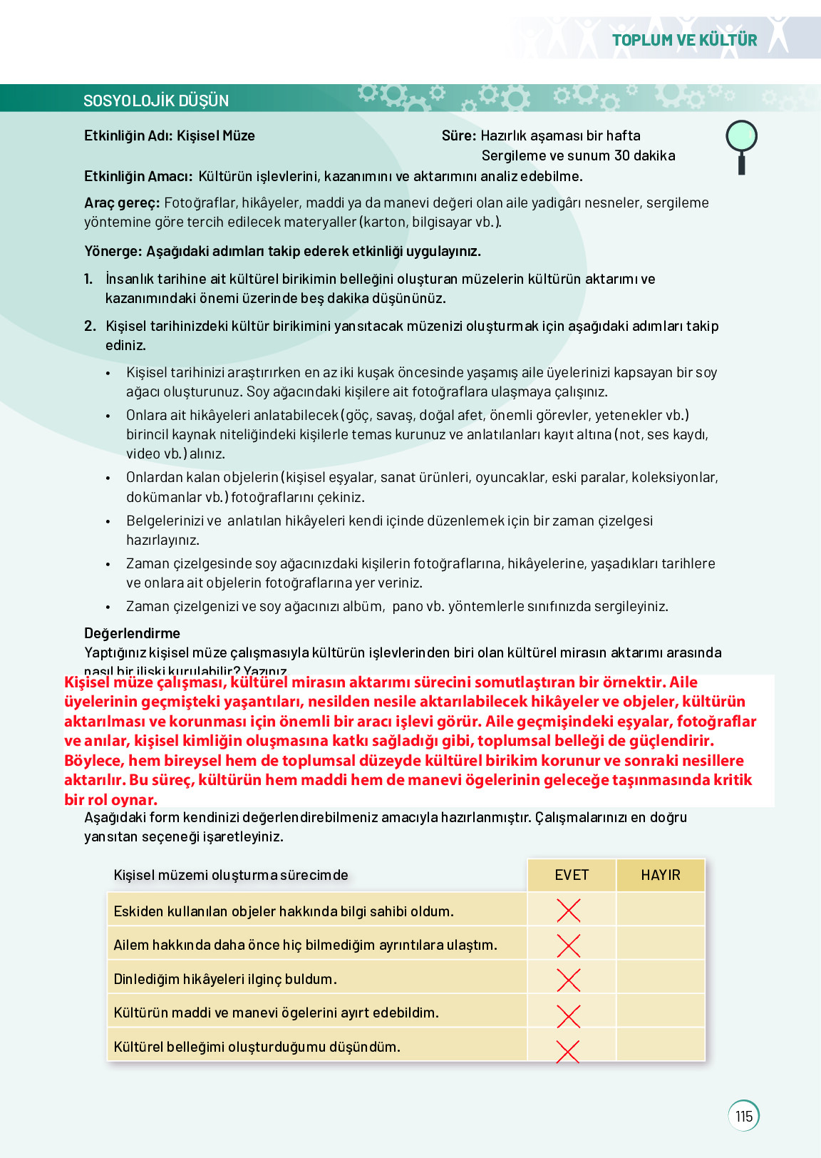 11. Sınıf Meb Yayınları Sosyoloji Ders Kitabı Sayfa 115 Cevapları