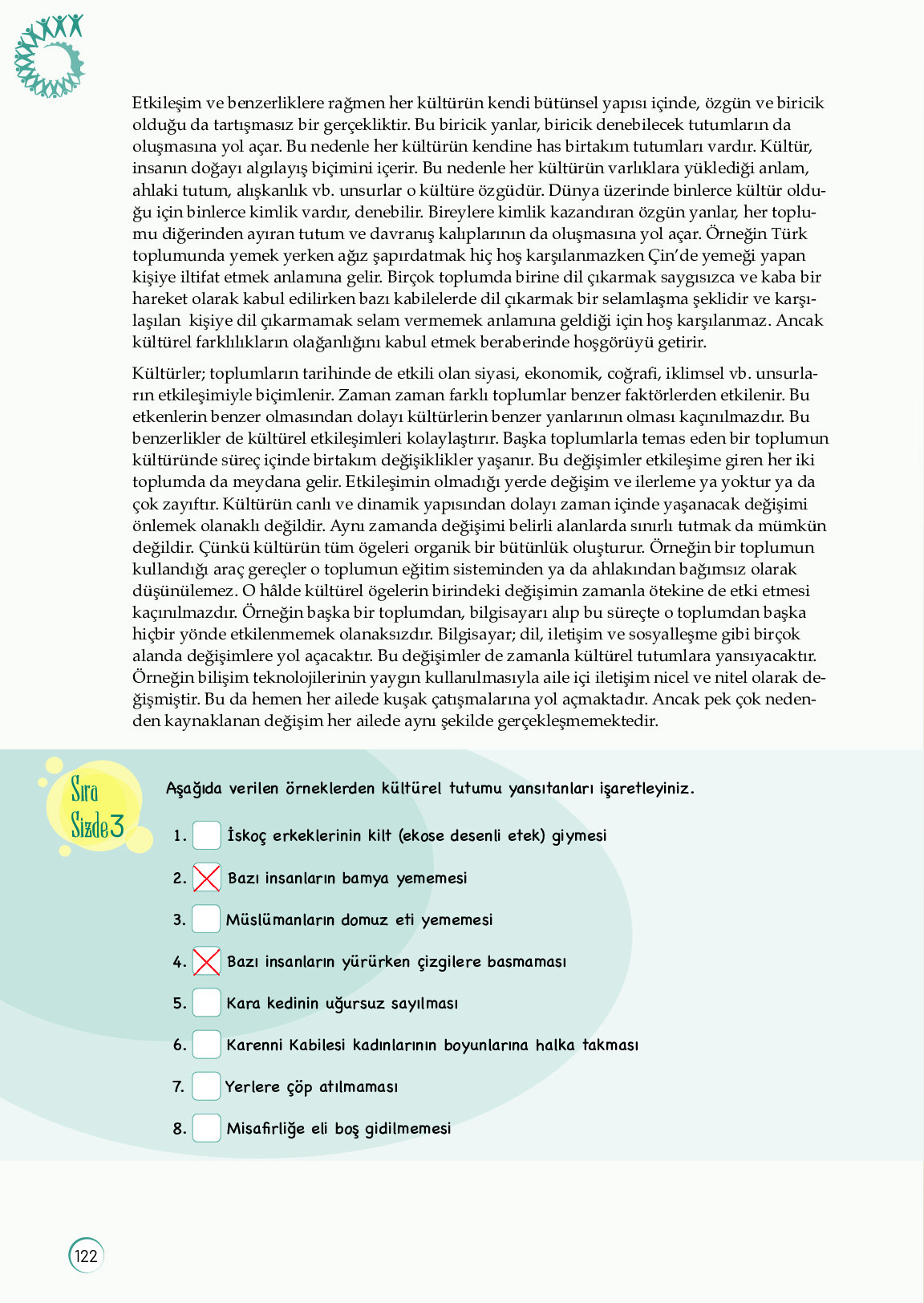11. Sınıf Meb Yayınları Sosyoloji Ders Kitabı Sayfa 122 Cevapları
