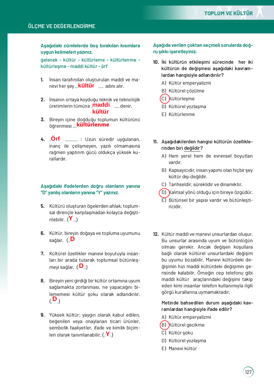 11. Sınıf Meb Yayınları Sosyoloji Ders Kitabı Sayfa 127 Cevapları