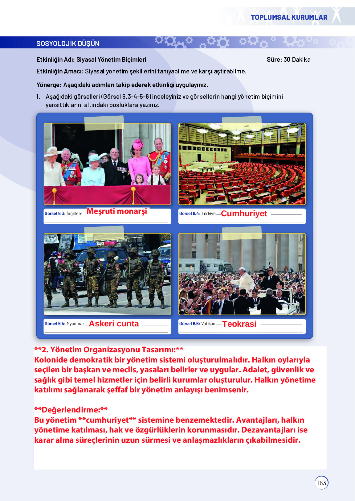 11. Sınıf Meb Yayınları Sosyoloji Ders Kitabı Sayfa 163 Cevapları