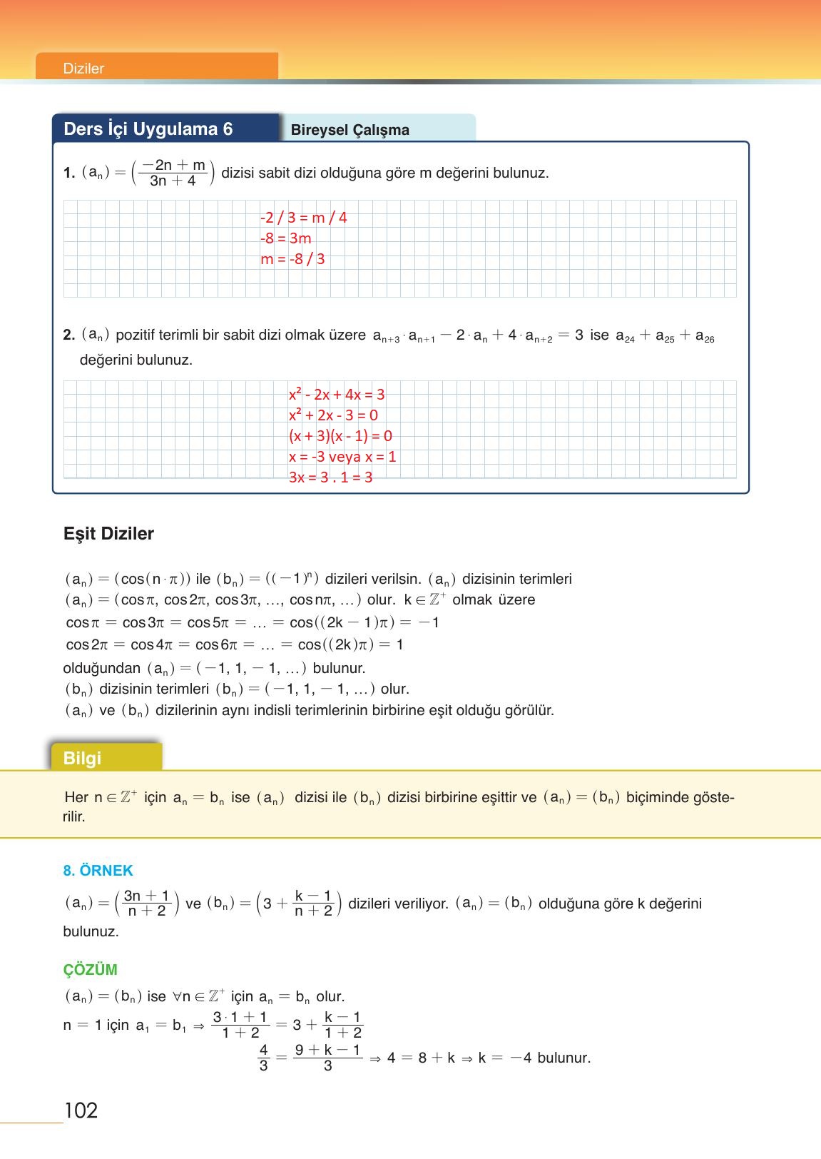 12. Sınıf Meb Yayınları Matematik Ders Kitabı Sayfa 102 Cevapları 12. Sınıf Meb Yayınları Matematik Ders Kitabı Sayfa 102 Cevapları