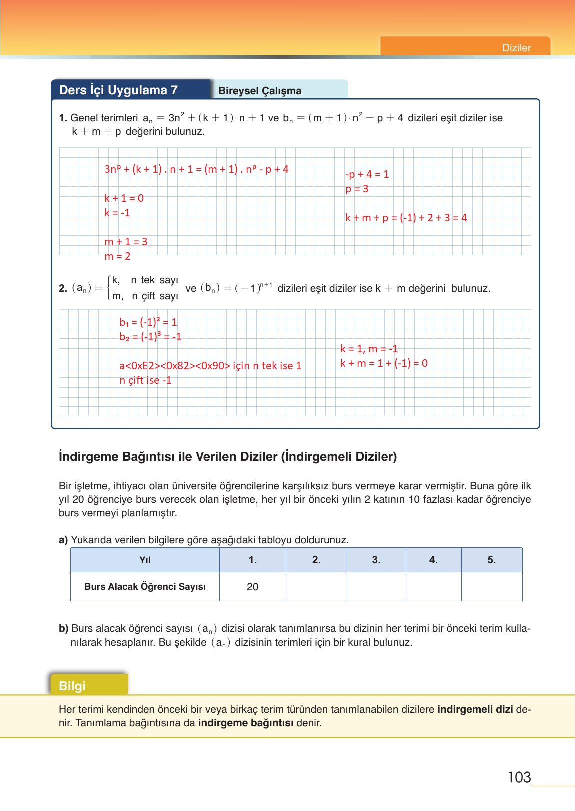 12. Sınıf Meb Yayınları Matematik Ders Kitabı Sayfa 103 Cevapları 12. Sınıf Meb Yayınları Matematik Ders Kitabı Sayfa 103 Cevapları