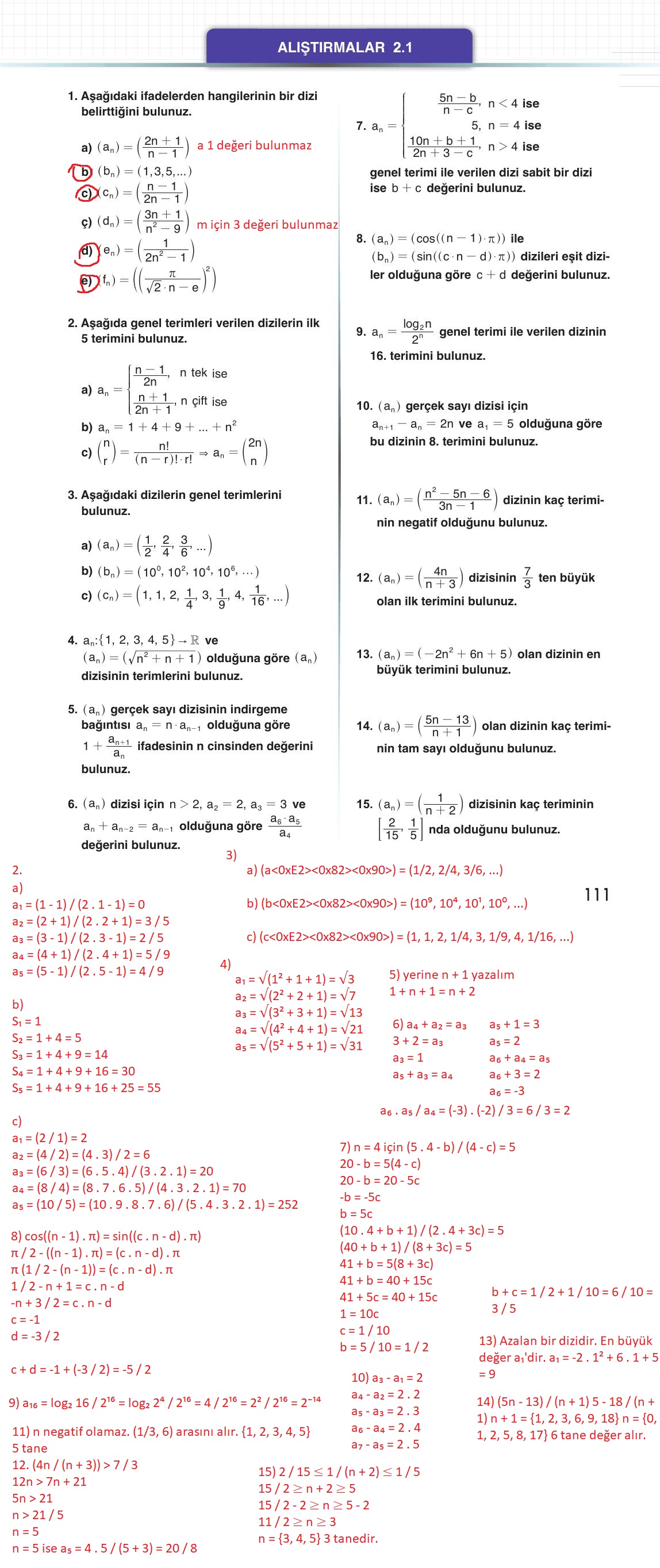 12. Sınıf Meb Yayınları Matematik Ders Kitabı Sayfa 111 Cevapları 12. Sınıf Meb Yayınları Matematik Ders Kitabı Sayfa 111 Cevapları