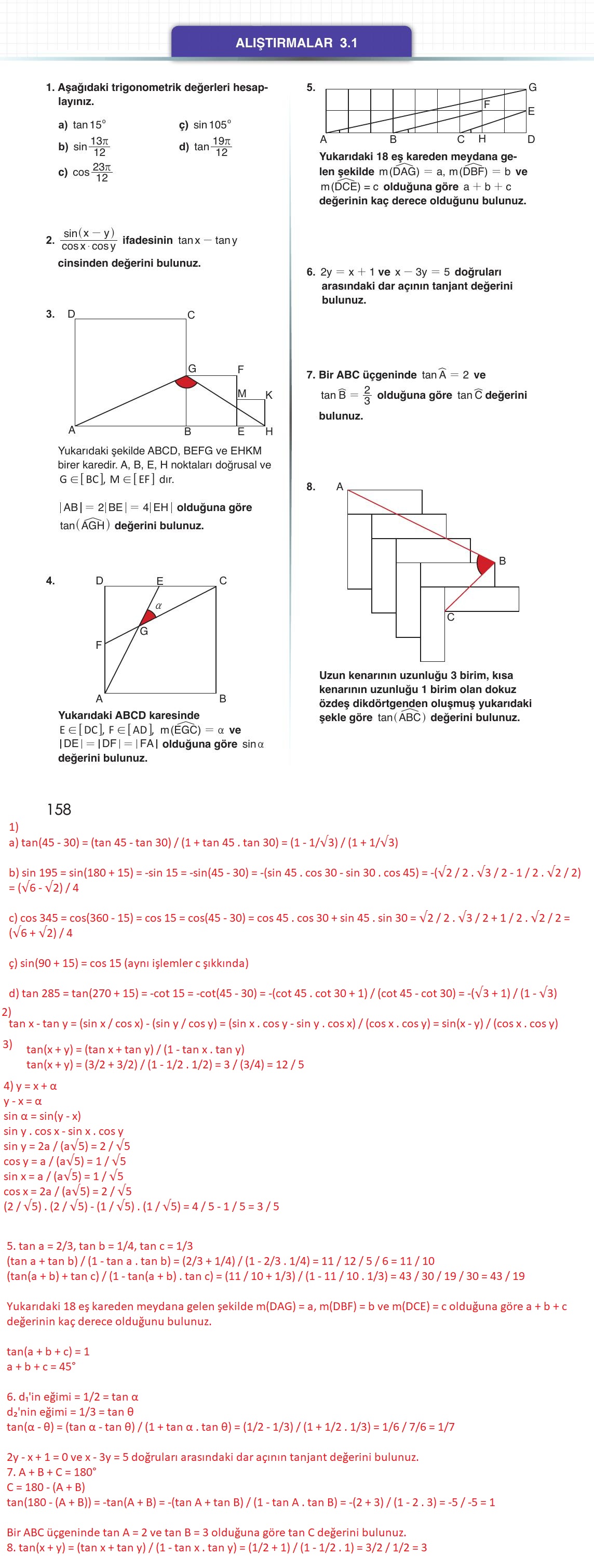 12. Sınıf Meb Yayınları Matematik Ders Kitabı Sayfa 158 Cevapları 12. Sınıf Meb Yayınları Matematik Ders Kitabı Sayfa 158 Cevapları