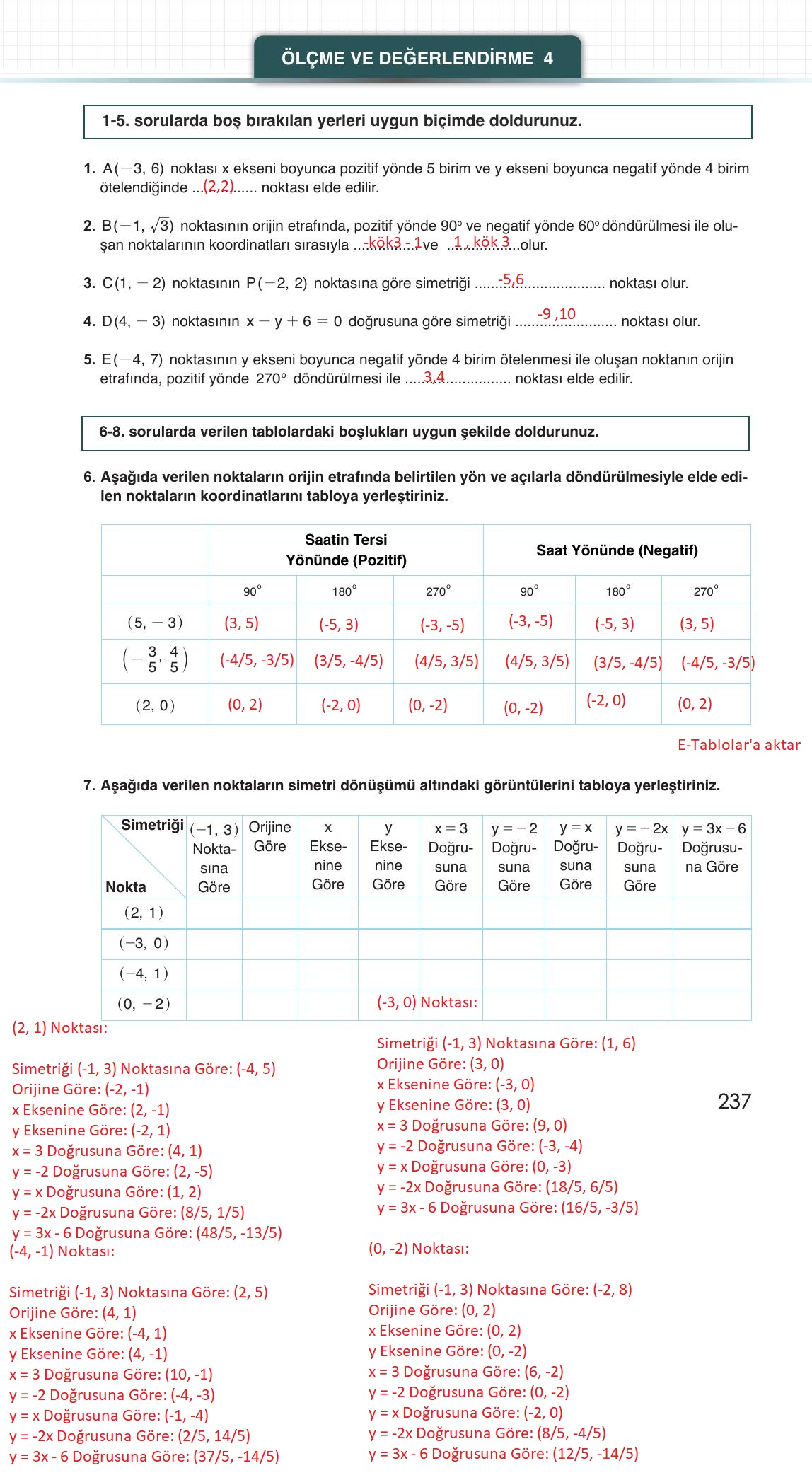 12. Sınıf Meb Yayınları Matematik Ders Kitabı Sayfa 237 Cevapları 12. Sınıf Meb Yayınları Matematik Ders Kitabı Sayfa 237 Cevapları