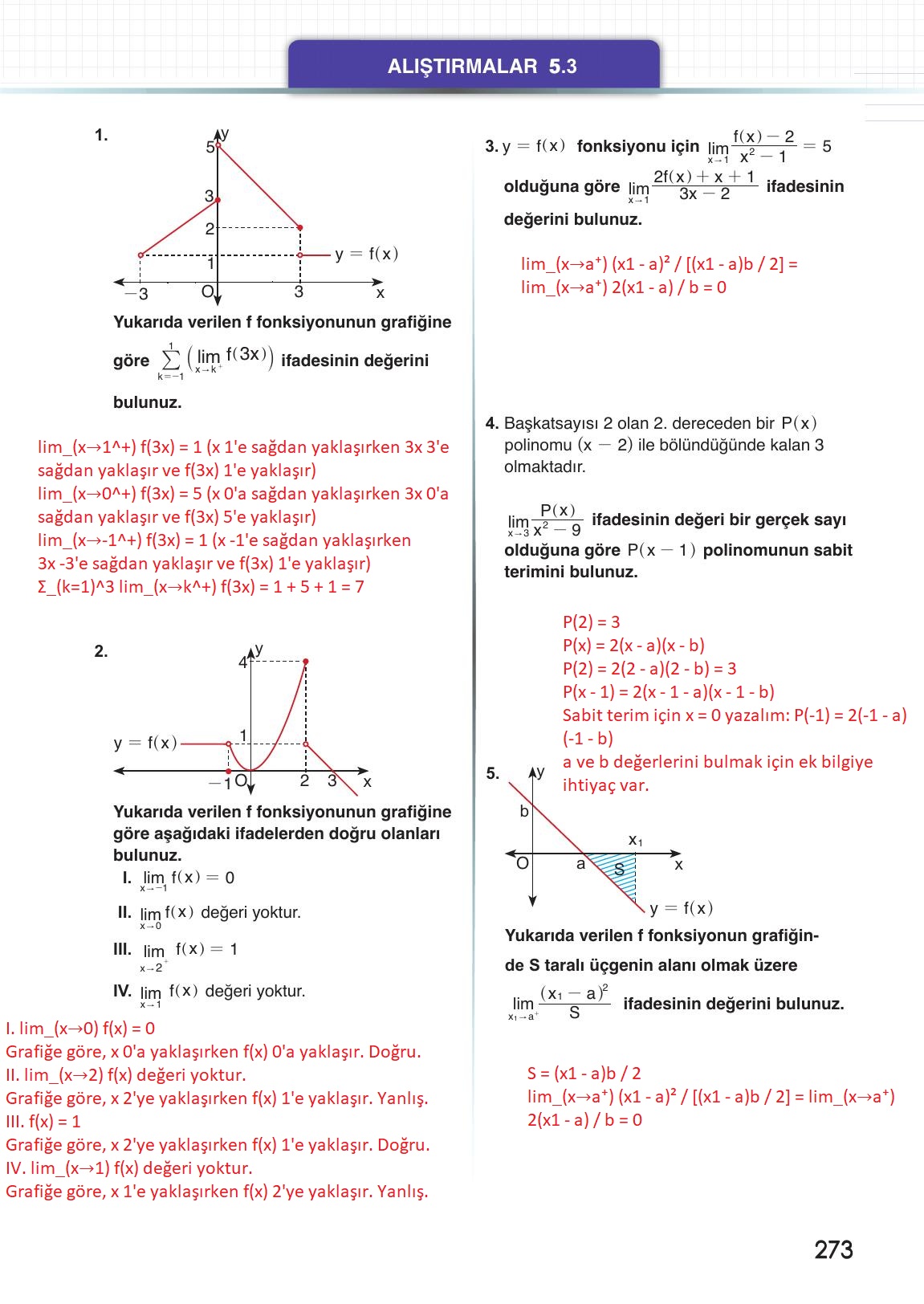 12. Sınıf Meb Yayınları Matematik Ders Kitabı Sayfa 273 Cevapları