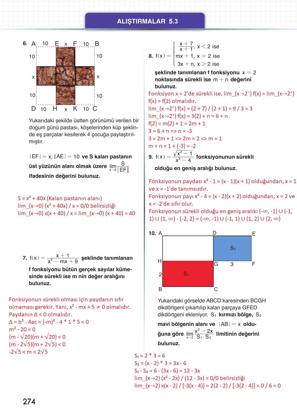 12. Sınıf Meb Yayınları Matematik Ders Kitabı Sayfa 274 Cevapları