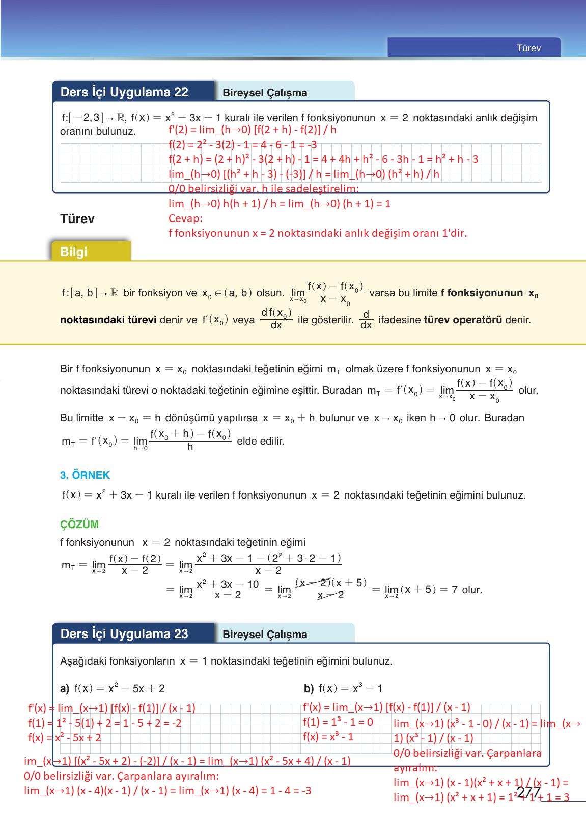 12. Sınıf Meb Yayınları Matematik Ders Kitabı Sayfa 277 Cevapları 12. Sınıf Meb Yayınları Matematik Ders Kitabı Sayfa 277 Cevapları