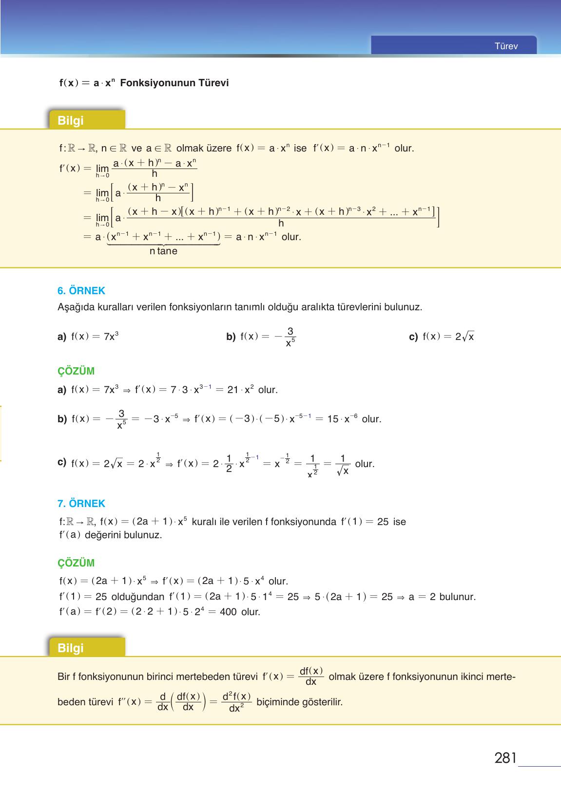 12. Sınıf Meb Yayınları Matematik Ders Kitabı Sayfa 281 Cevapları