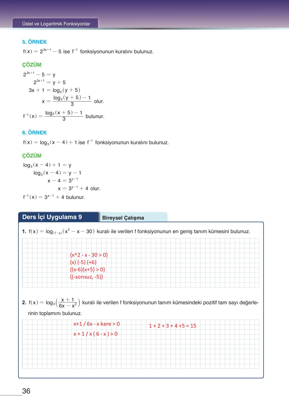 12. Sınıf Meb Yayınları Matematik Ders Kitabı Sayfa 36 Cevapları