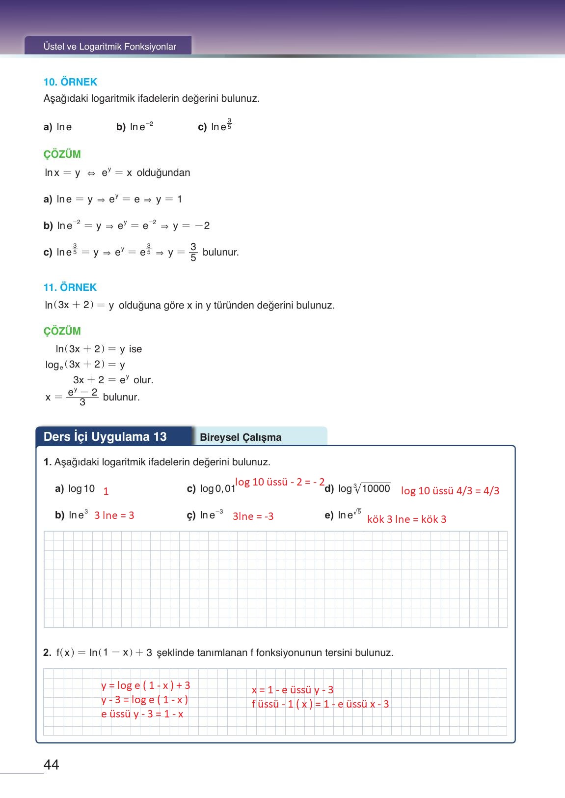 12. Sınıf Meb Yayınları Matematik Ders Kitabı Sayfa 44 Cevapları