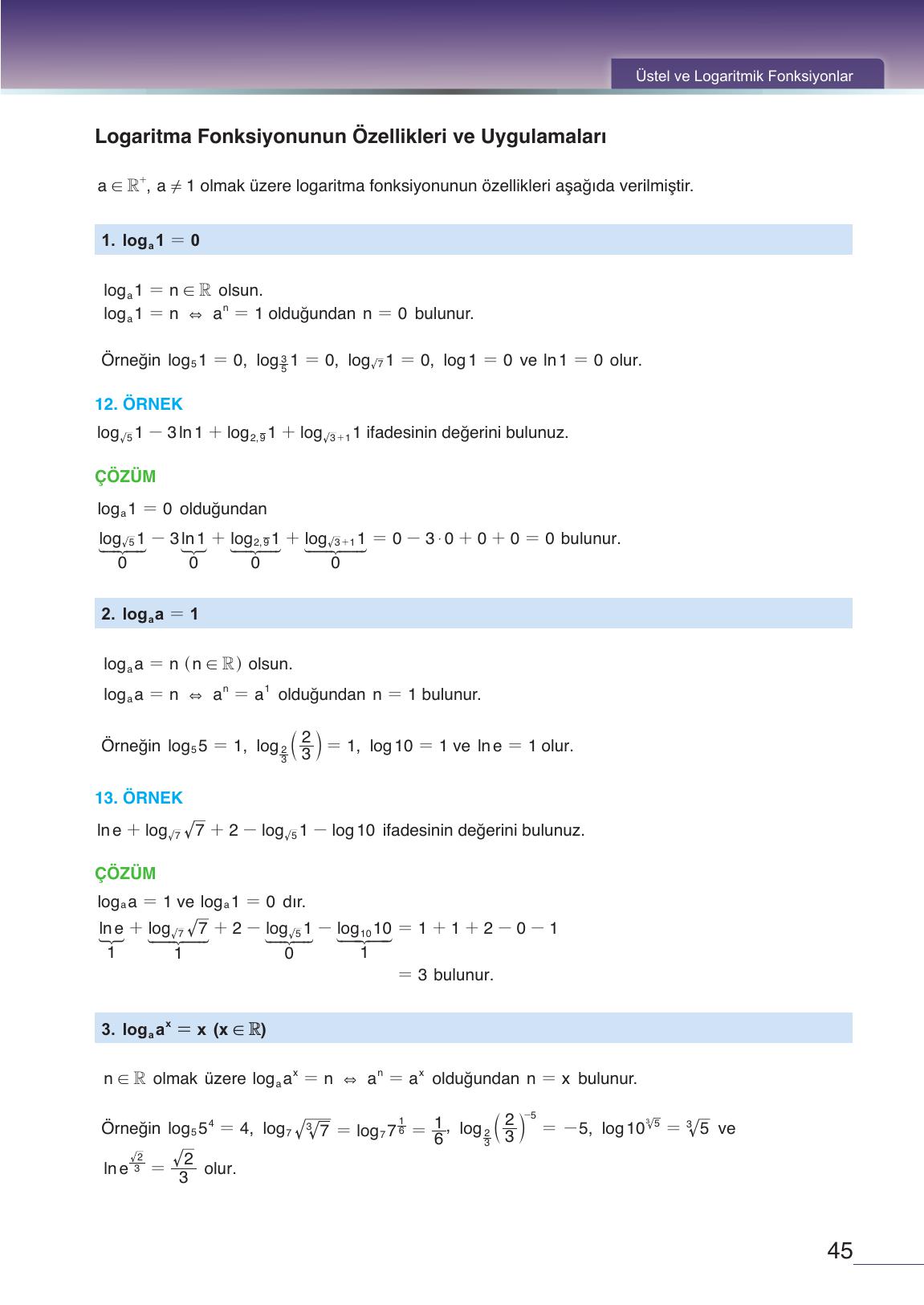 12. Sınıf Meb Yayınları Matematik Ders Kitabı Sayfa 45 Cevapları