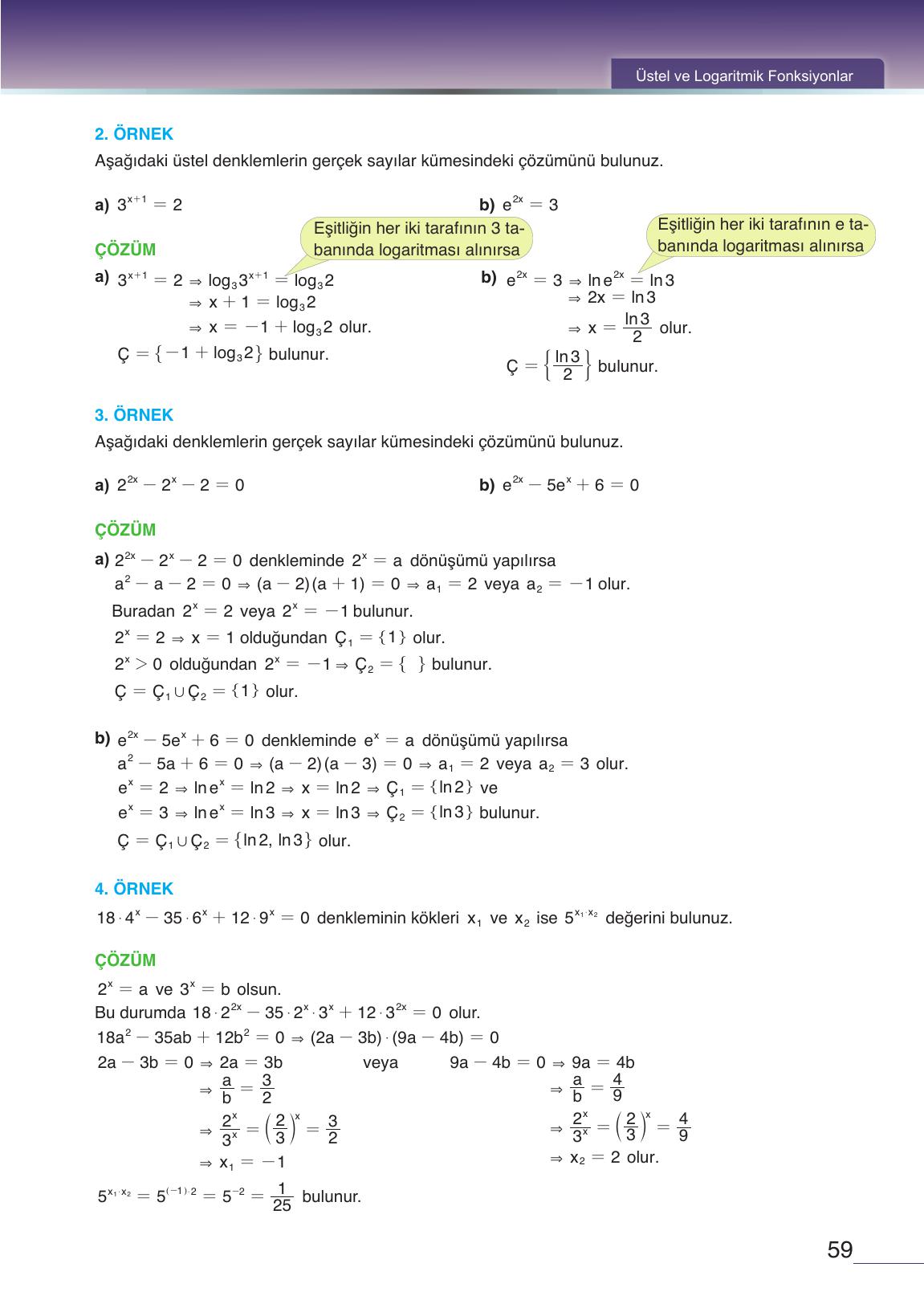 12. Sınıf Meb Yayınları Matematik Ders Kitabı Sayfa 59 Cevapları 12. Sınıf Meb Yayınları Matematik Ders Kitabı Sayfa 59 Cevapları