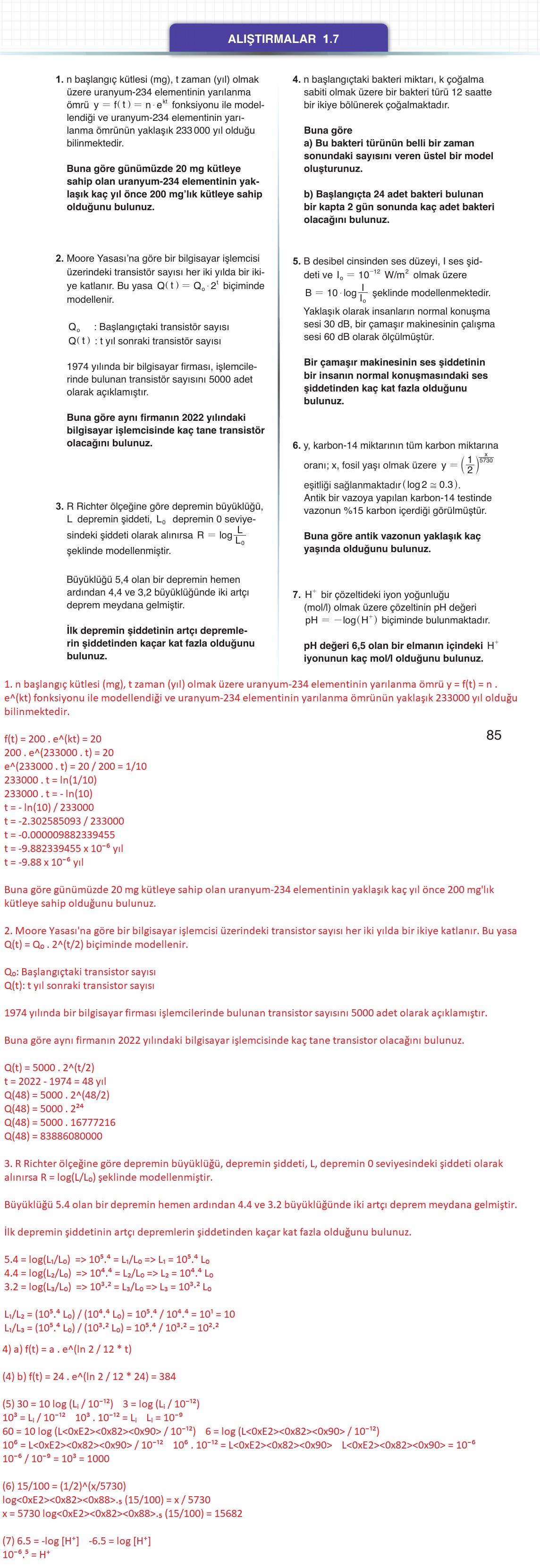 12. Sınıf Meb Yayınları Matematik Ders Kitabı Sayfa 85 Cevapları 12. Sınıf Meb Yayınları Matematik Ders Kitabı Sayfa 85 Cevapları