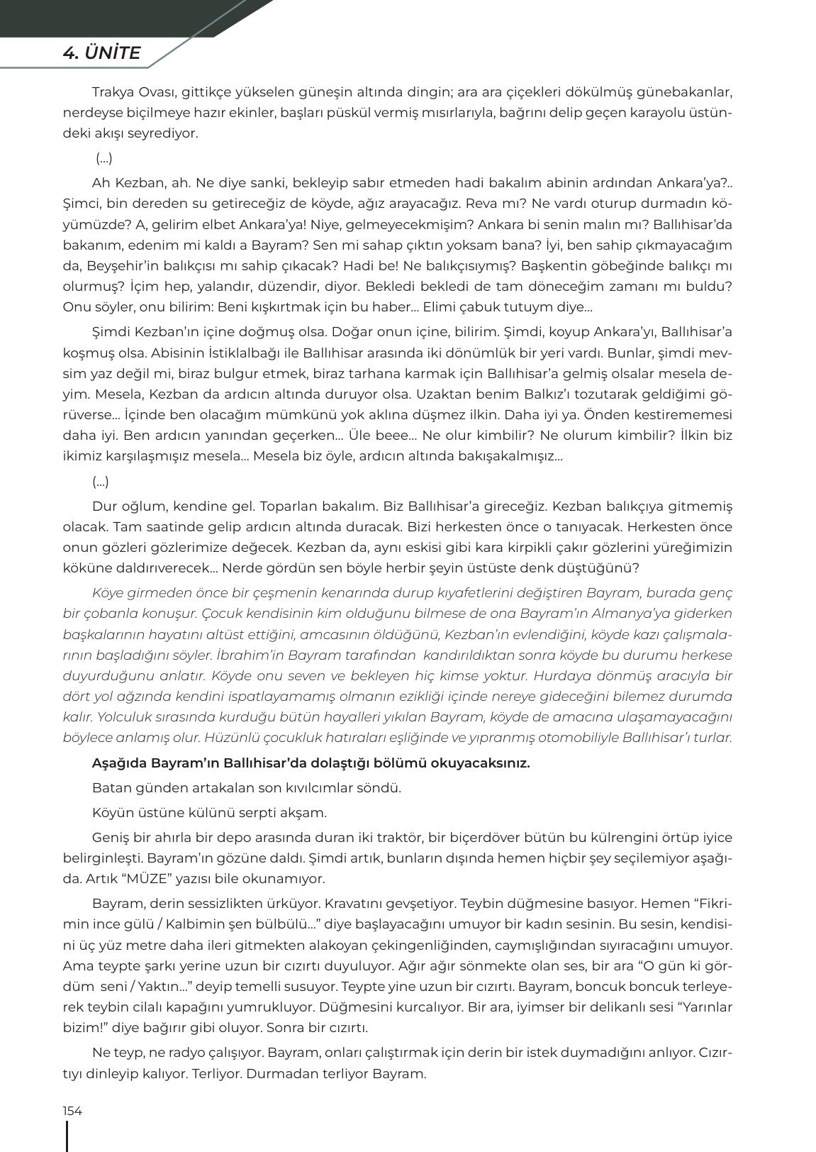 12. Sınıf Meb Yayınları Türk Dili Ve Edebiyatı Ders Kitabı Sayfa 154 Cevapları