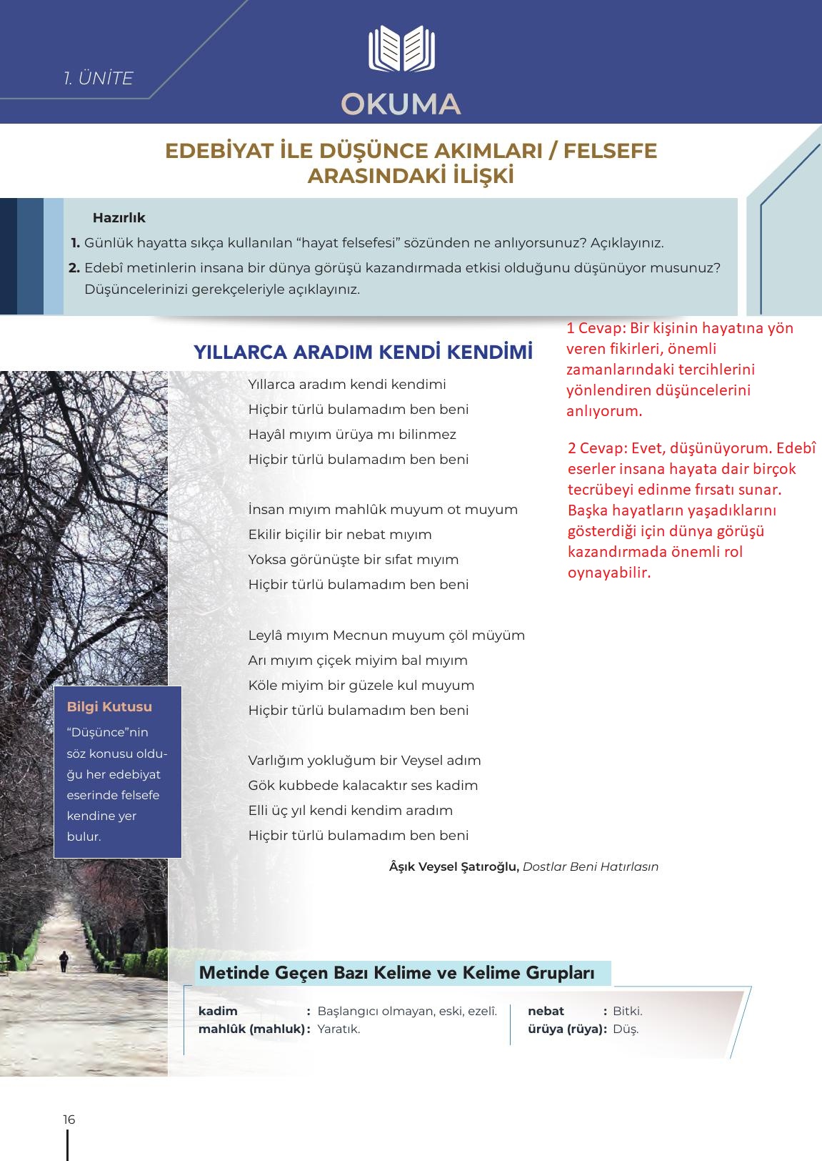 12. Sınıf Meb Yayınları Türk Dili Ve Edebiyatı Ders Kitabı Sayfa 16 Cevapları 12. Sınıf Meb Yayınları Türk Dili Ve Edebiyatı Ders Kitabı Sayfa 16 Cevapları