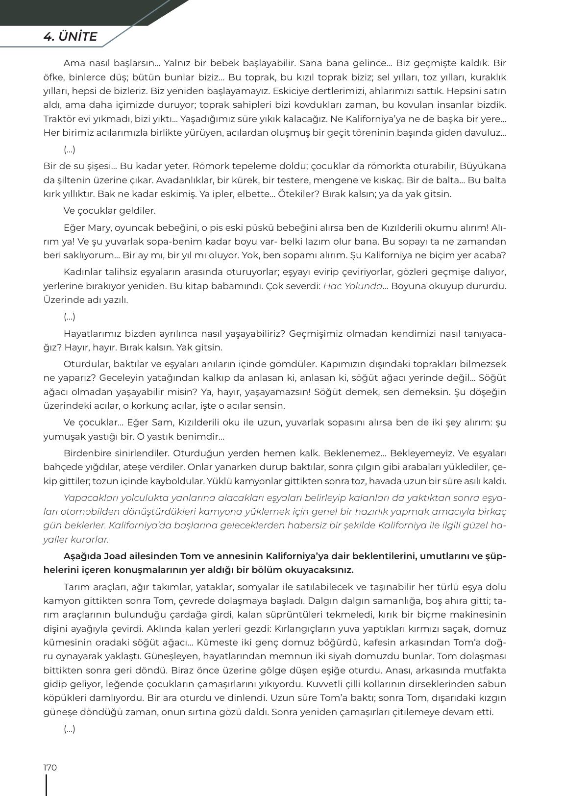 12. Sınıf Meb Yayınları Türk Dili Ve Edebiyatı Ders Kitabı Sayfa 170 Cevapları