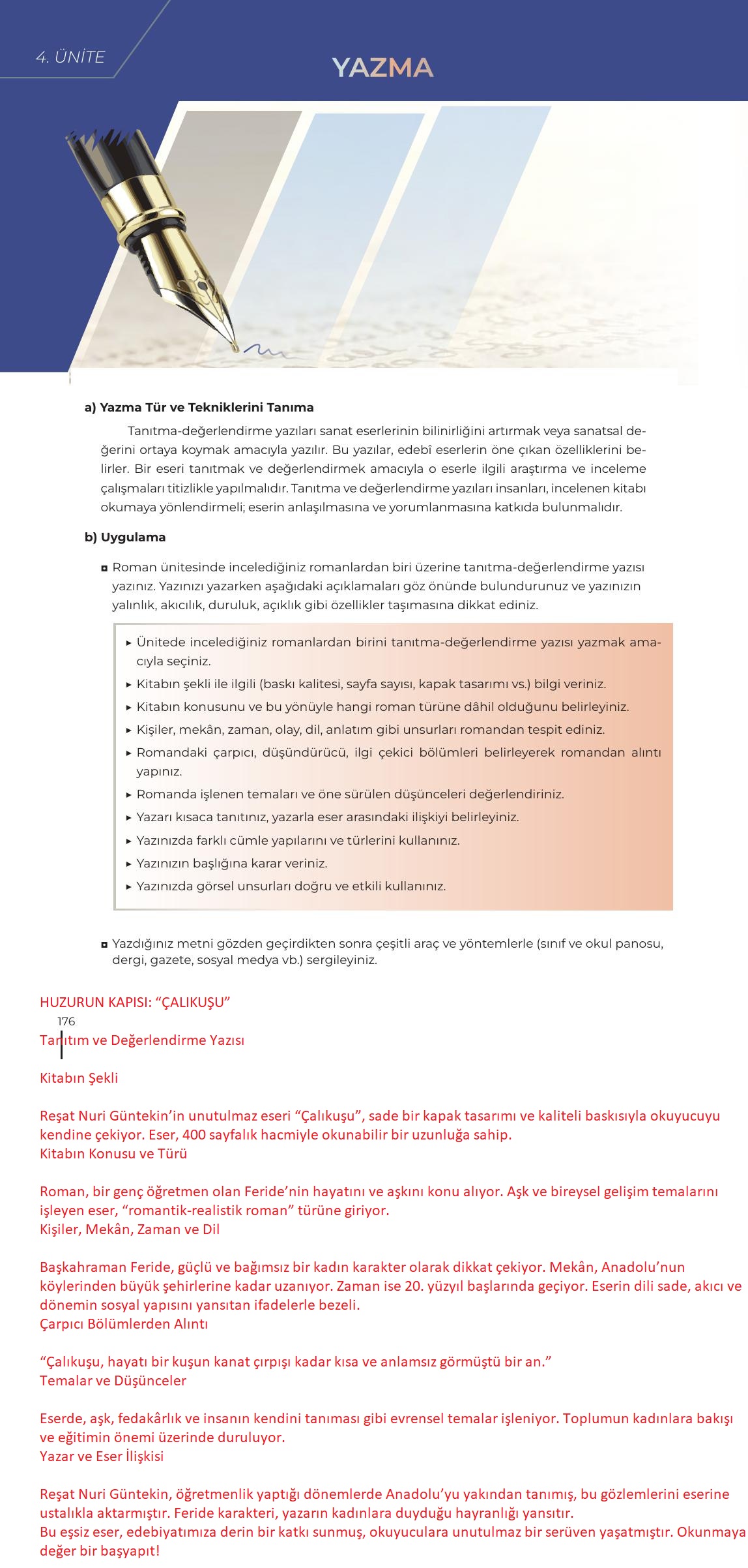 12. Sınıf Meb Yayınları Türk Dili Ve Edebiyatı Ders Kitabı Sayfa 176 Cevapları